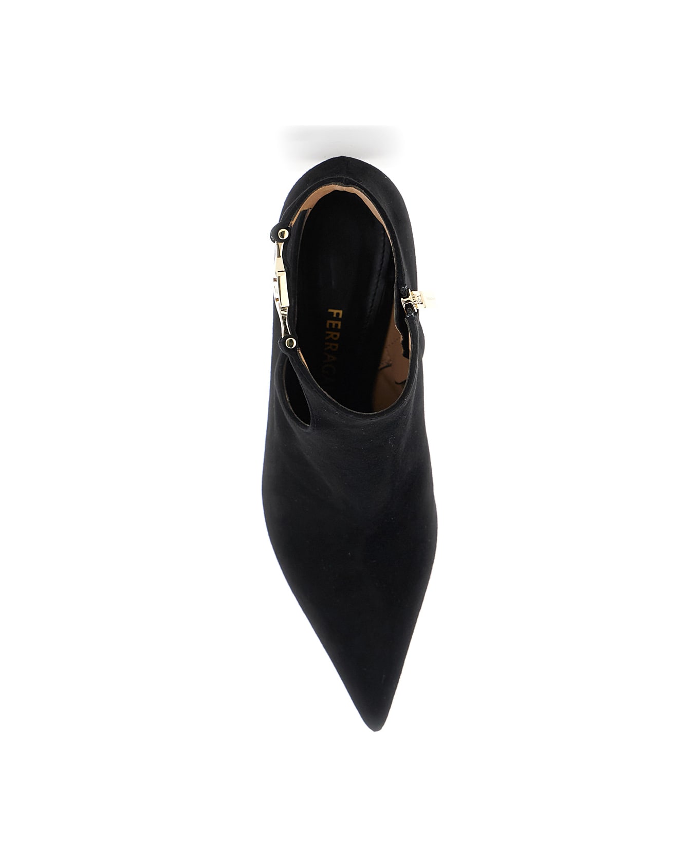 Ferragamo 
agia
 Black Ankle Boots With Cut-out Detail And Stiletto Heel In Suede Woman - Black