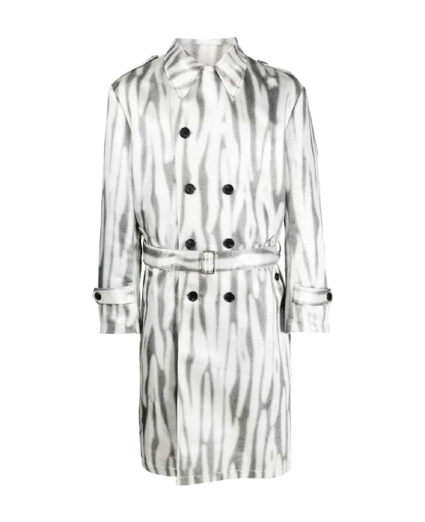 John Richmond Double Breasted Trench With Allover Pattern - Fantasia