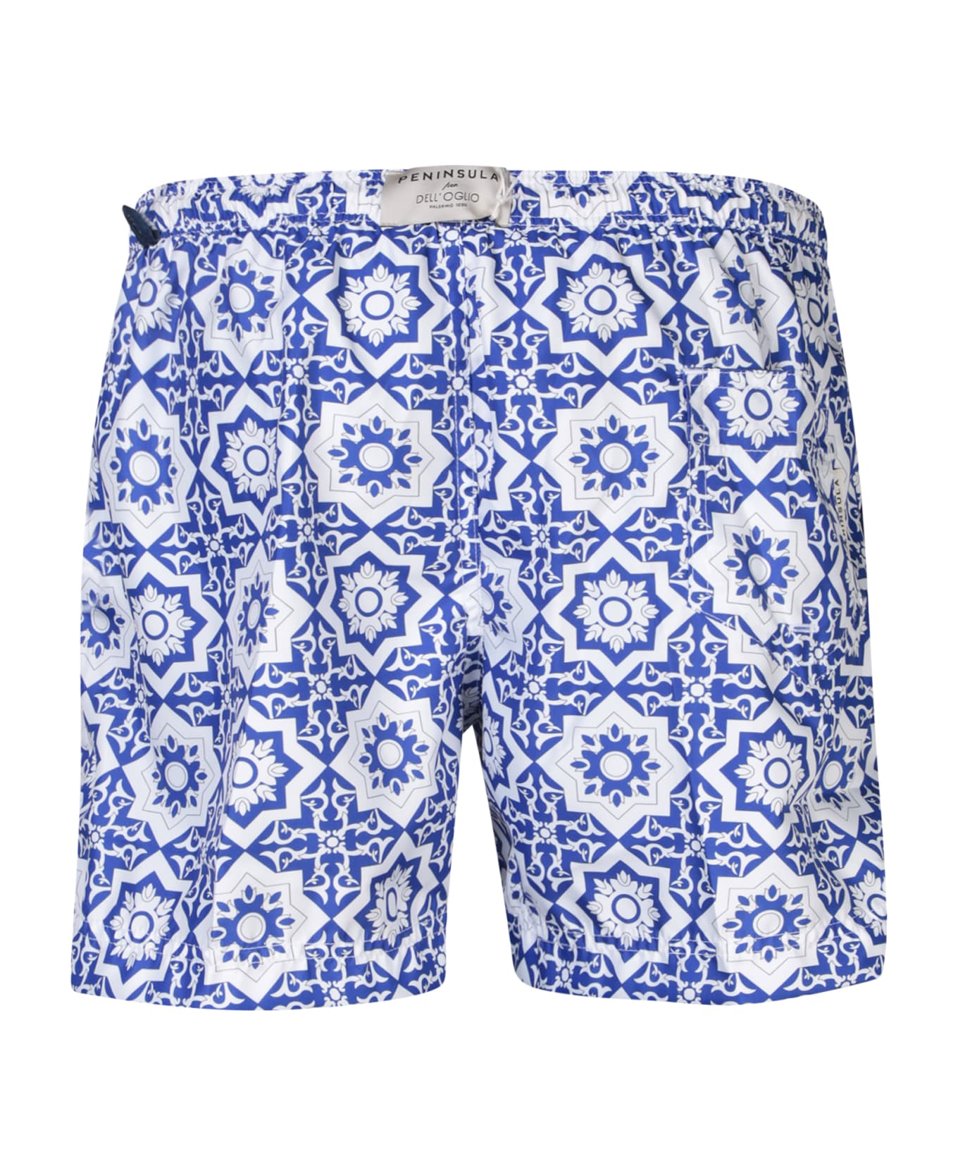 Peninsula Swimwear Patterned Swim Trunks In White/blue - Blue 水着