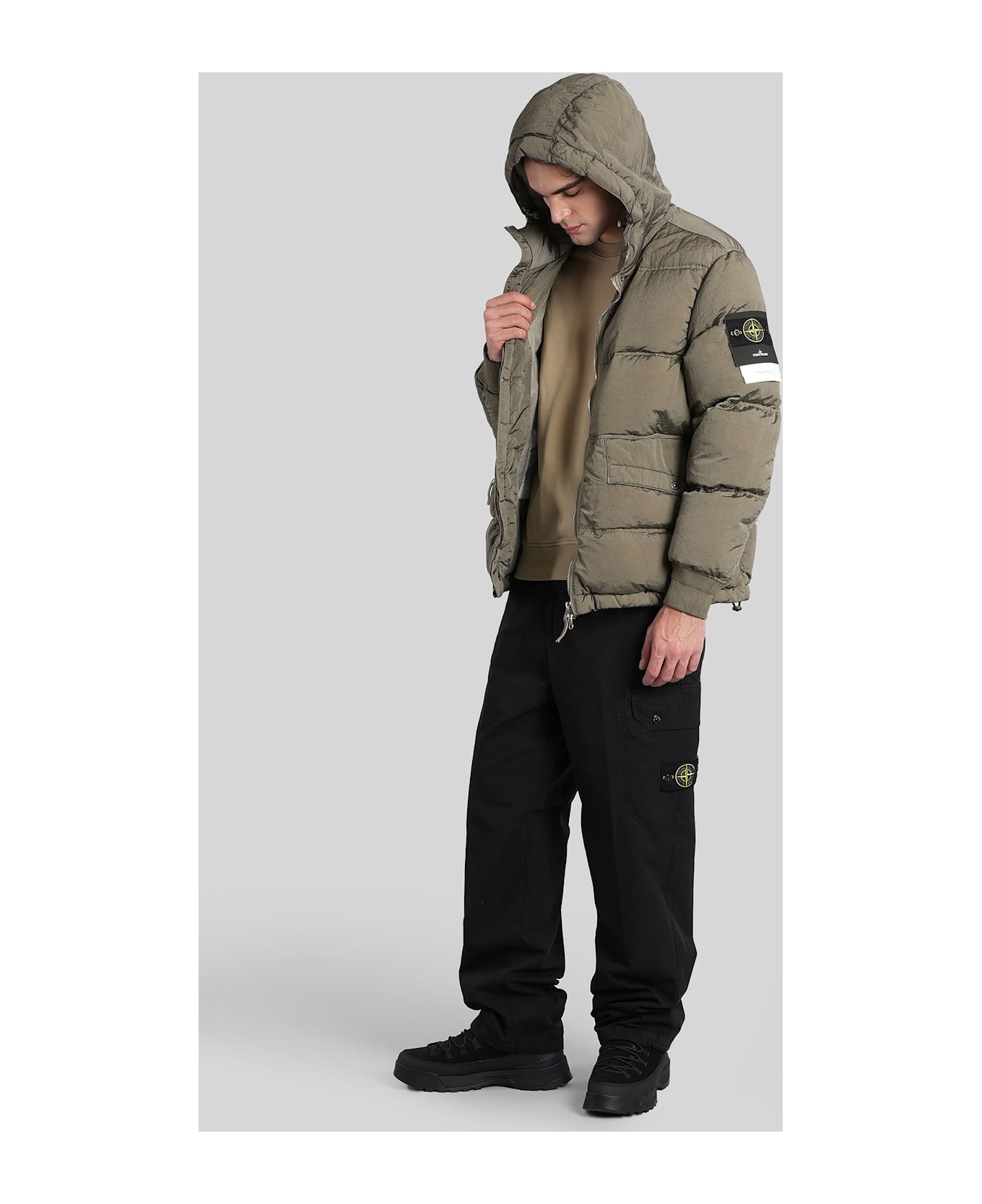 Stone Island Puffer In Green Polyamide - green