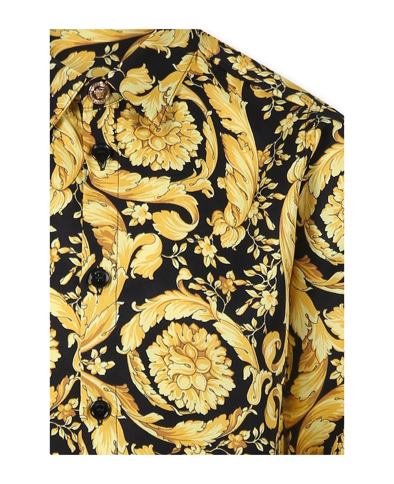 Versace Yellow Shirt For Kids With Baroque Print - Yellow