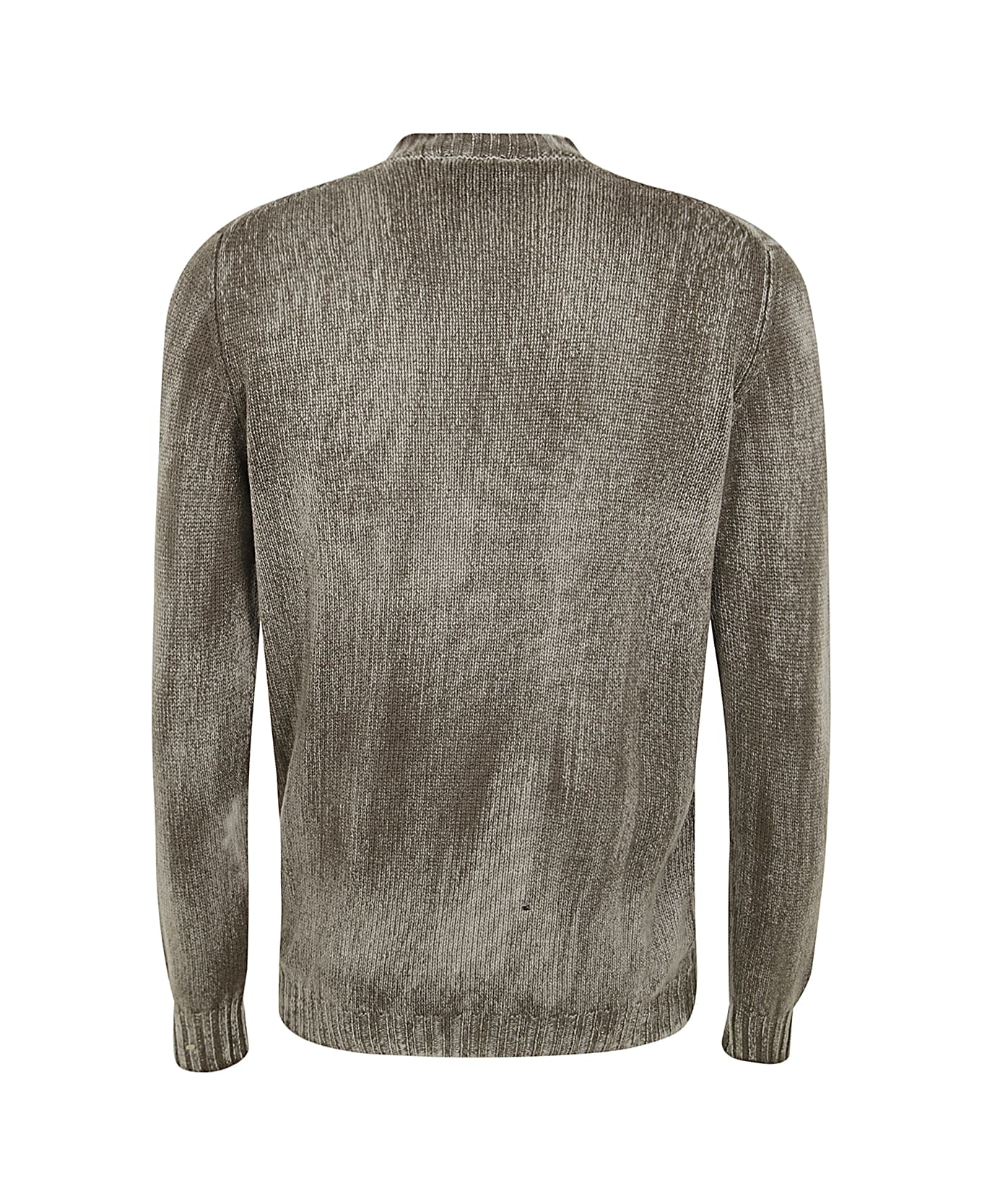 Avant Toi Tonal Effect Round Neck Off Gauge Pullover - Desert Moss