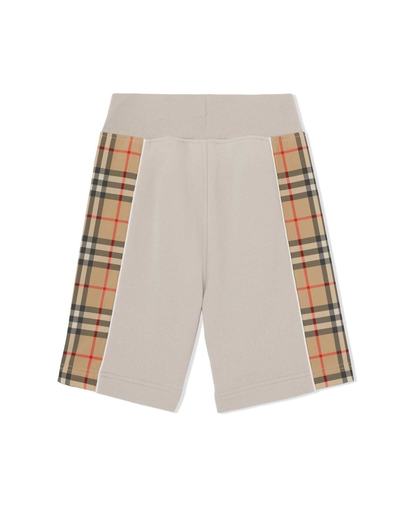 Burberry Beige Bermuda Shors With Vintgage Check Motif In Cotton Kids - Grey