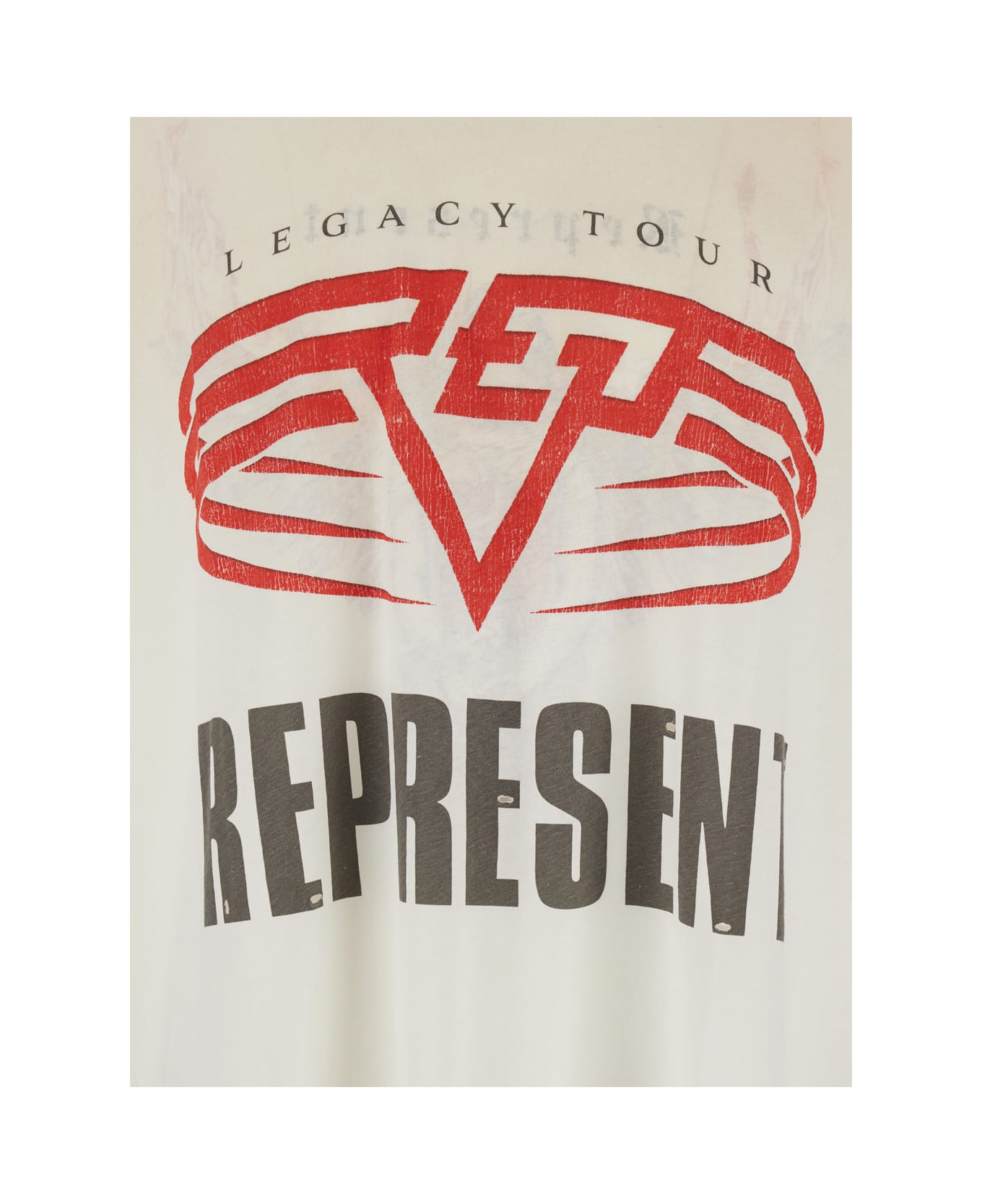 REPRESENT White Crewneck T-shirt With Maxi Logo Print On Front And Rear In Cotton Blend Man - White