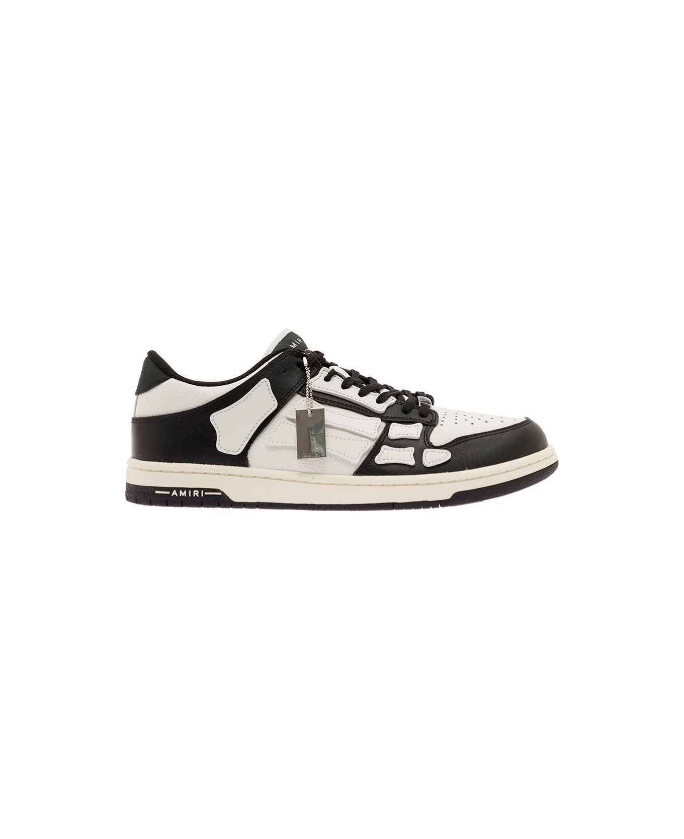 AMIRI 
skel Top Low
 White And Black Sneakers With Skeleton Patch In Leather Man - Black