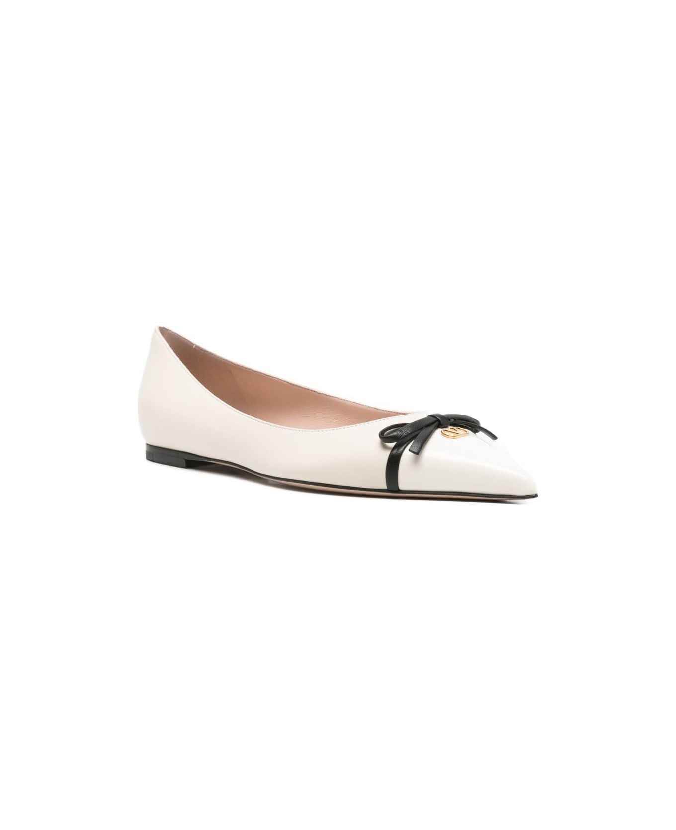 Valentino Garavani Bepointy Leather Ballets - Ivory