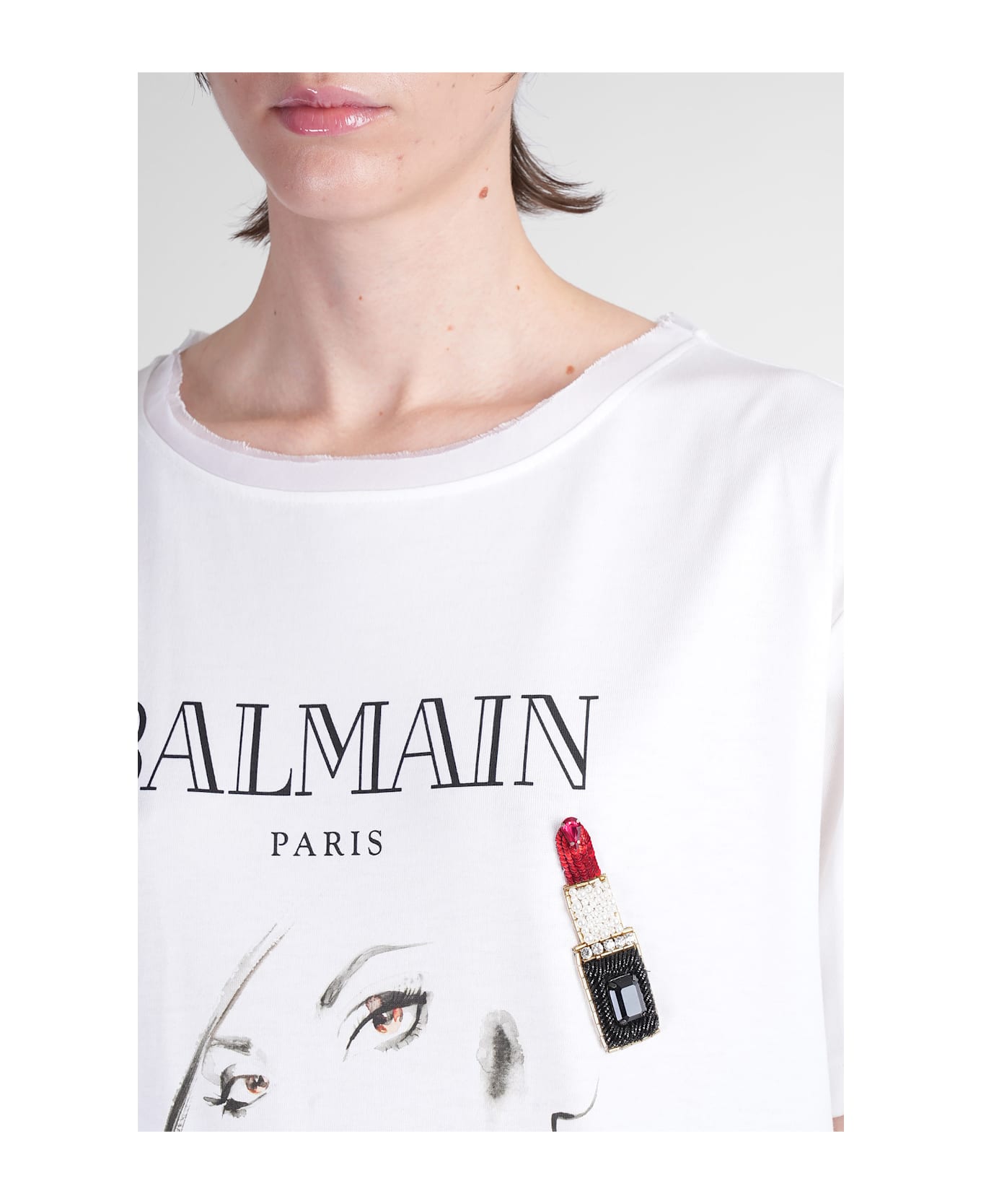 Balmain T-shirt In White Wool And Polyester - white