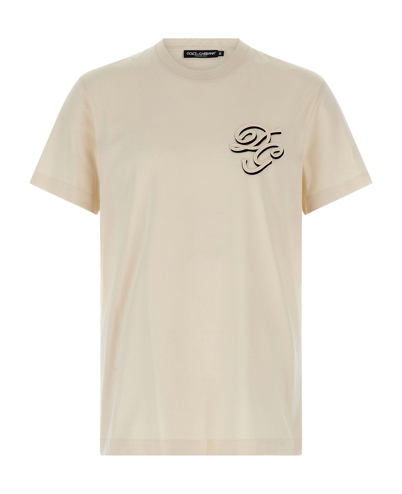Dolce 
Gabbana Double Embroidery T-shirt - Beige