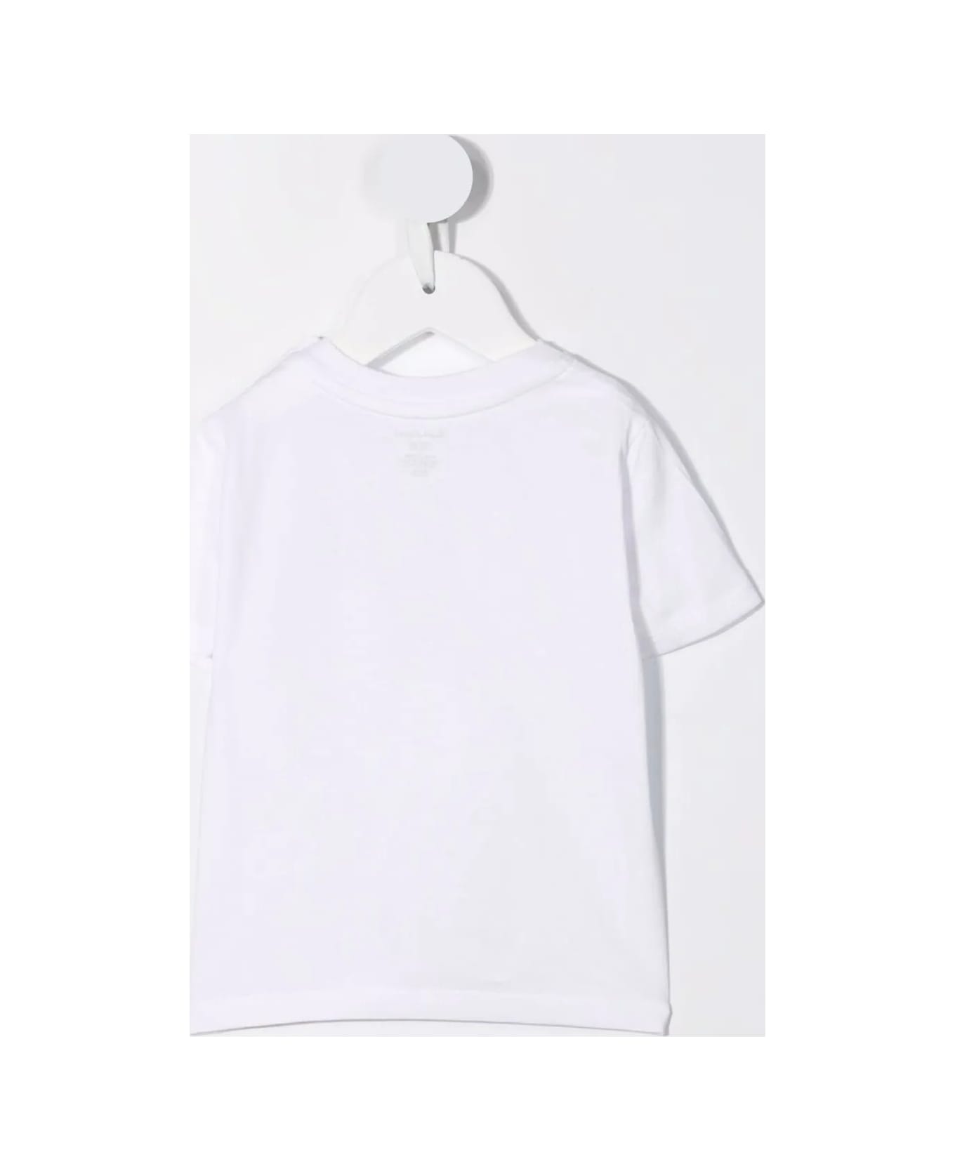 Ralph Lauren Baby White T-shirt With Navy Blue Pony - Bianco