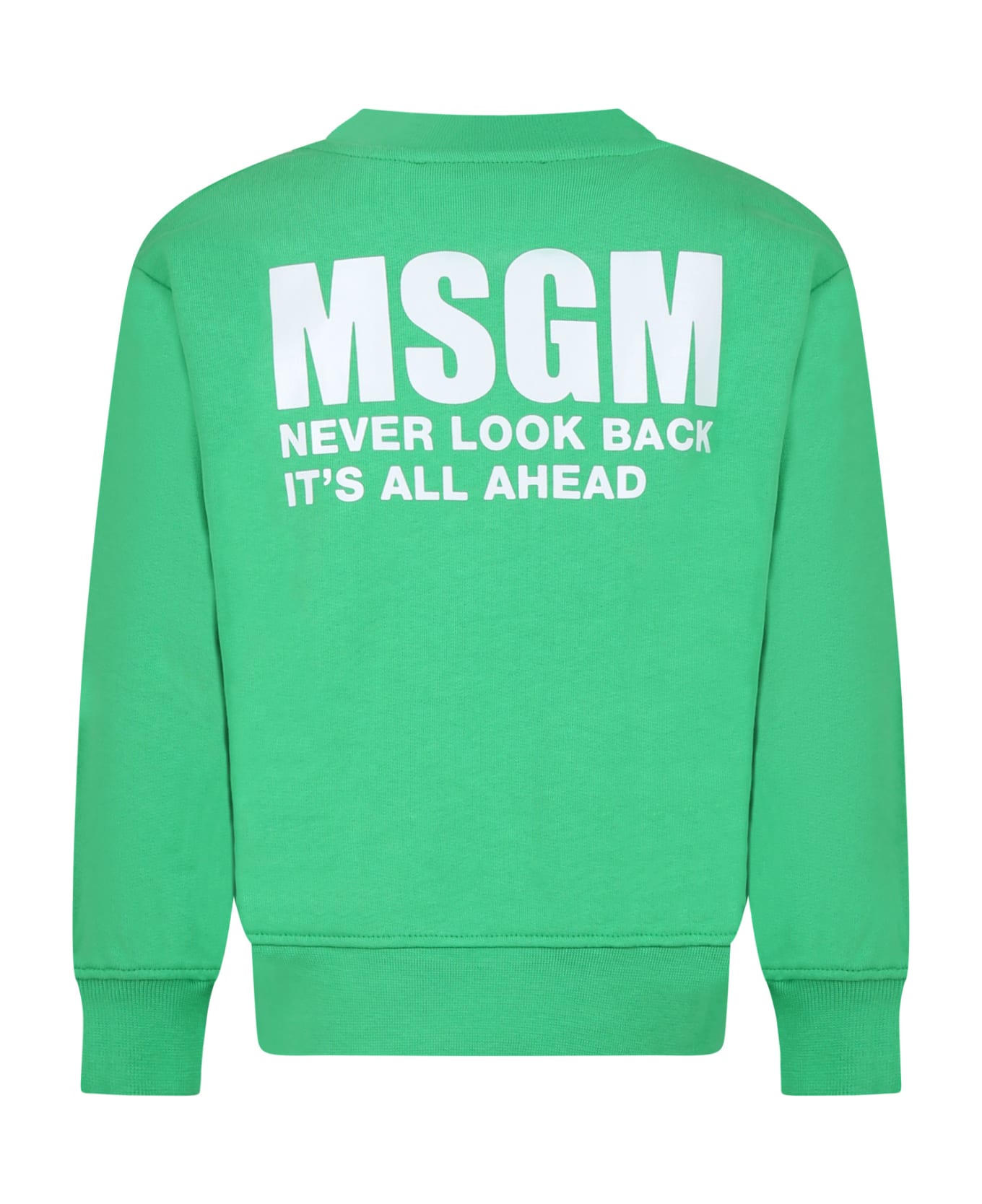 MSGM Green Sweatshirt For Kids With Logo - Verde ニットウェア＆スウェットシャツ
