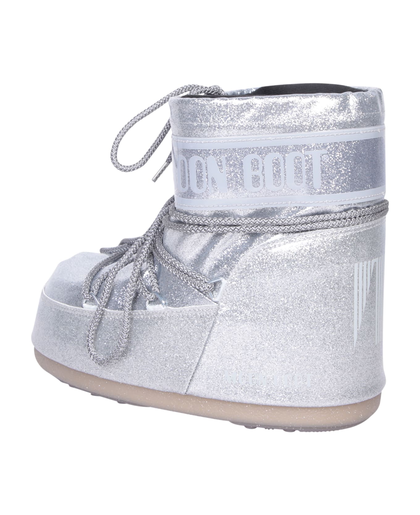 Moon Boot Icon Low Glietter Silver Ankle Boot - Metallic