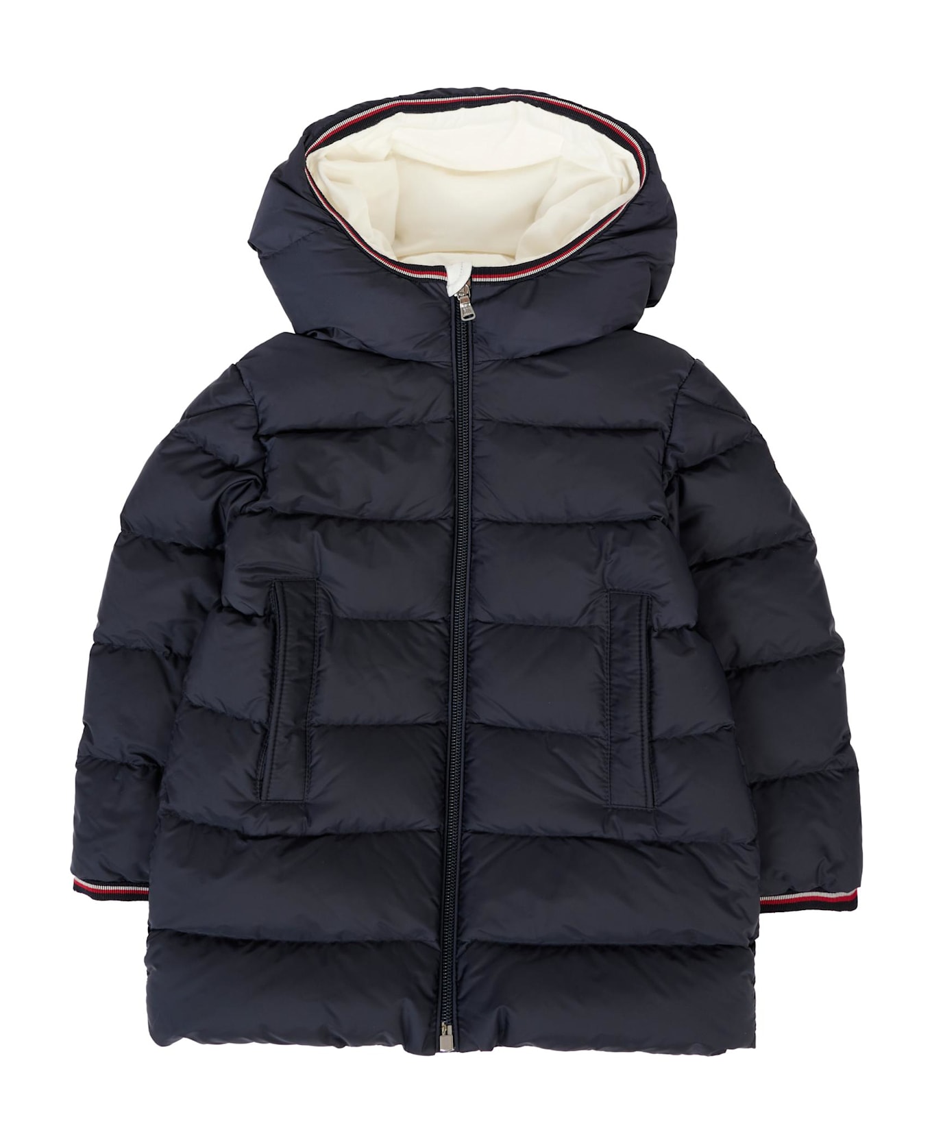 Moncler Blue Saito Down Jacket For Baby Boy With Logo - Blue