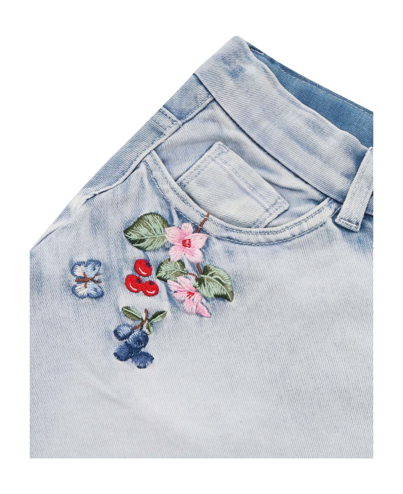 Monnalisa Denim Shorts With Rhinestones - GREY