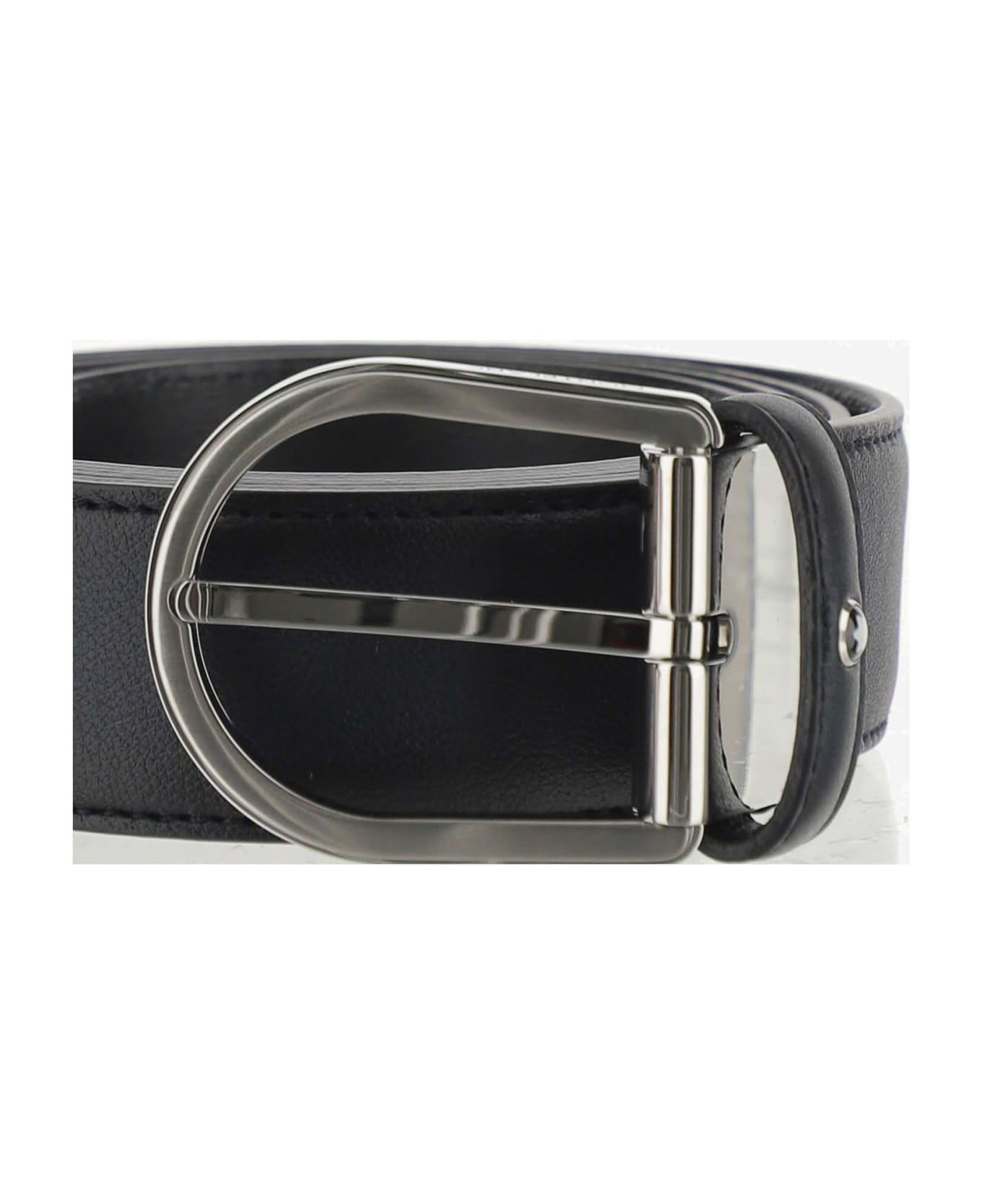 Montblanc Leather Belt With Emblem - Black