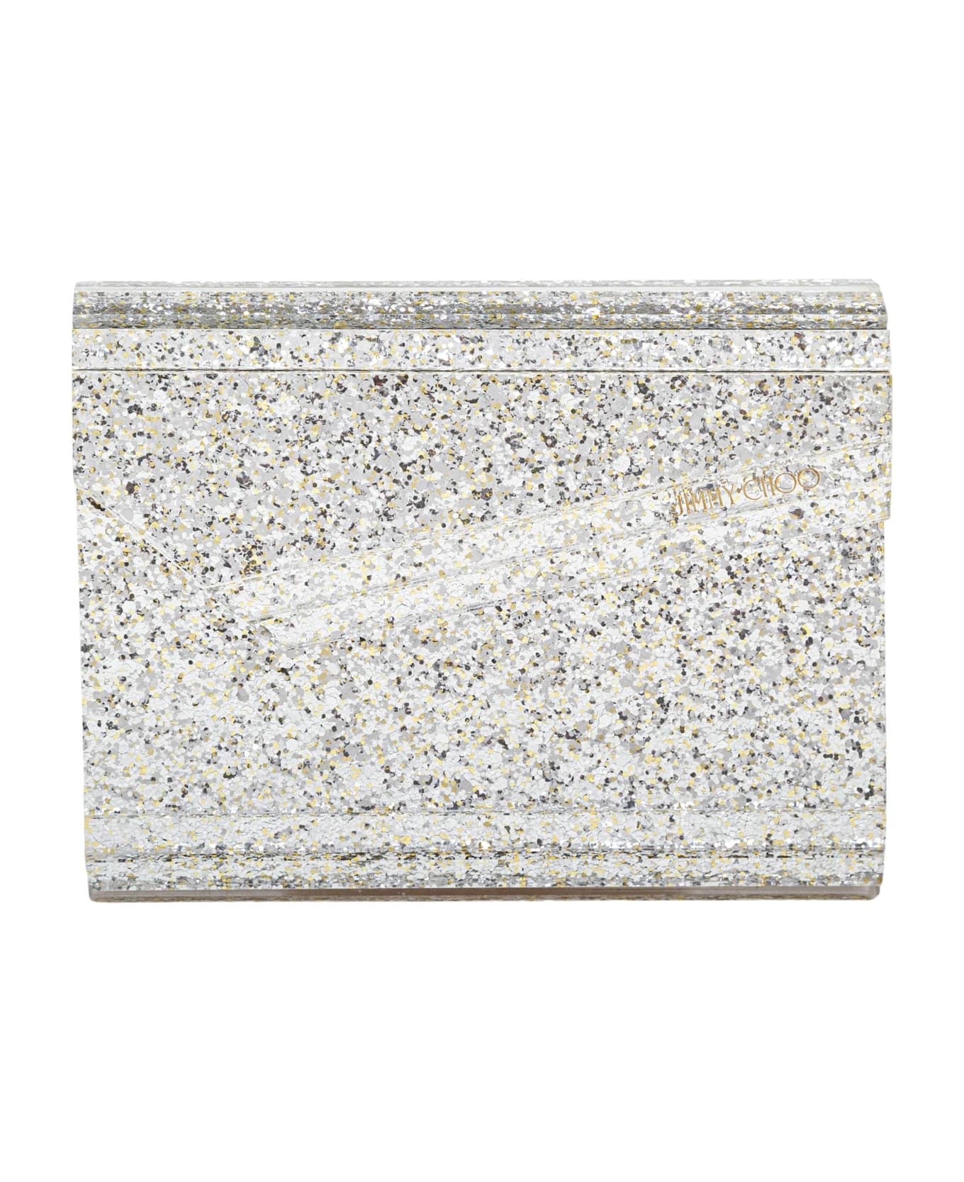 Jimmy Choo Candy Clutch Bag In Acrylic Fabric With Glitter - Champagne