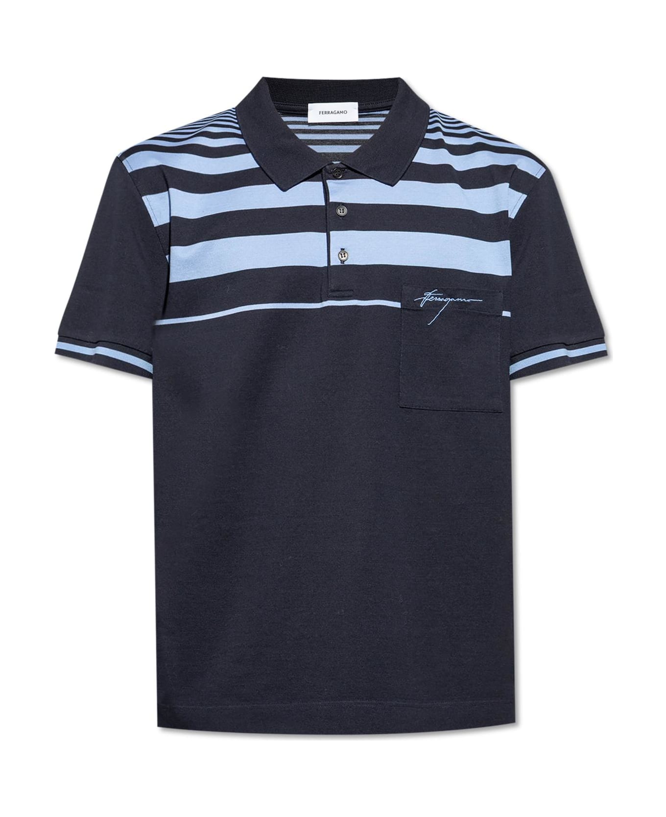 Ferragamo Polo With Logo - BLUE