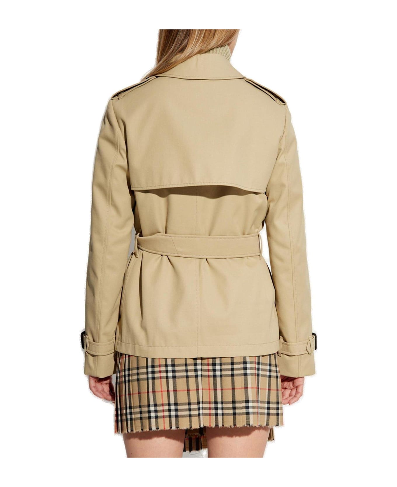 Burberry Belted Short Trench Jacket - NEUTRALS