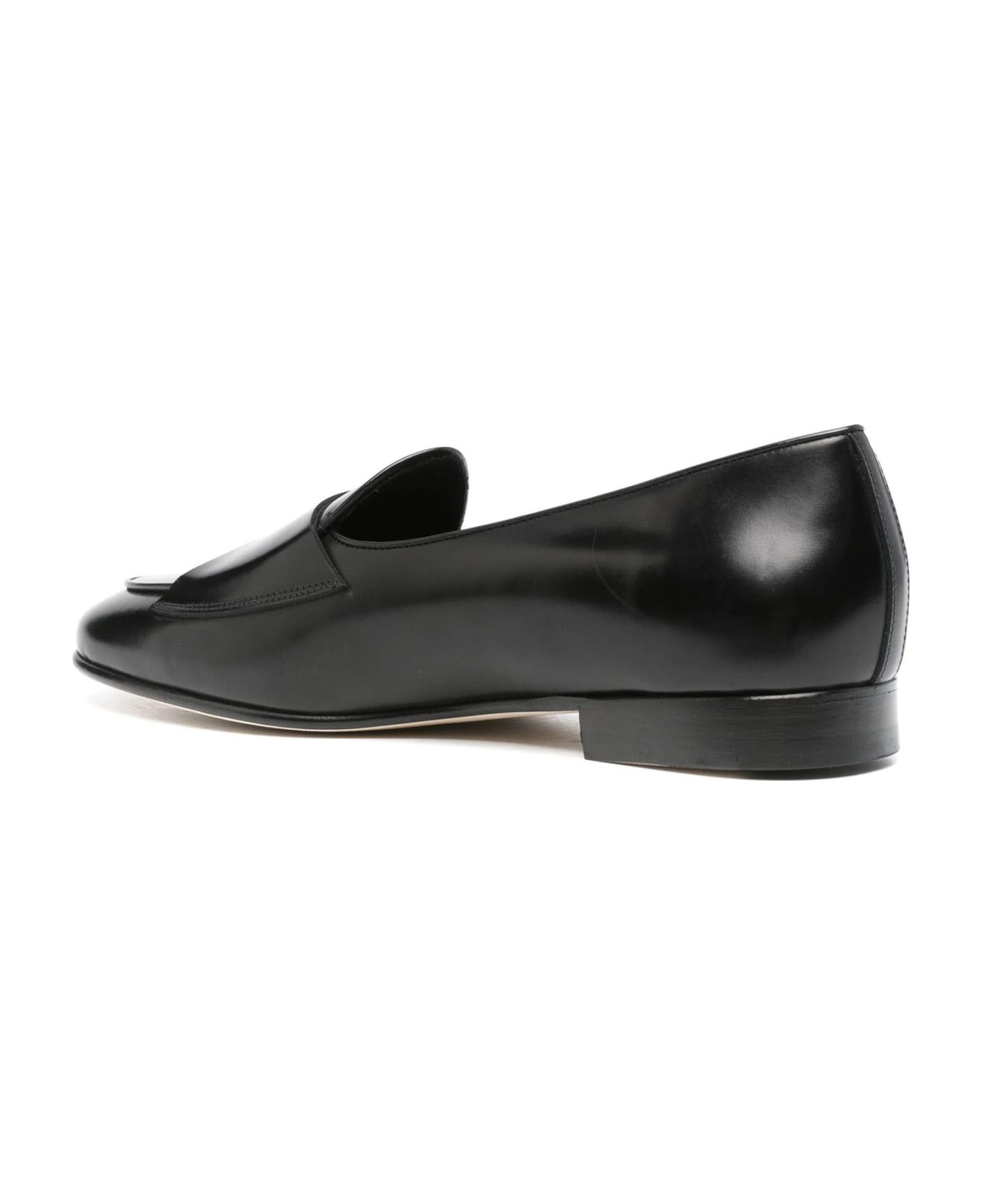 Edhen Milano Black Calf Leather Comporta Loafers - Black