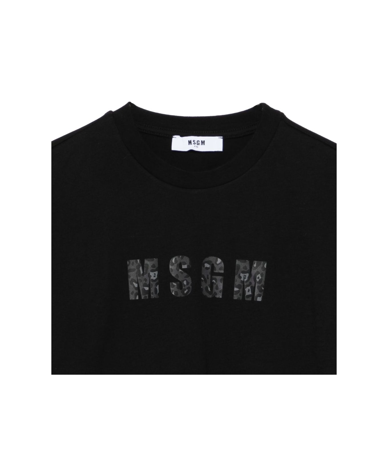 MSGM Kids Cotton T-shirt With Logo - Black