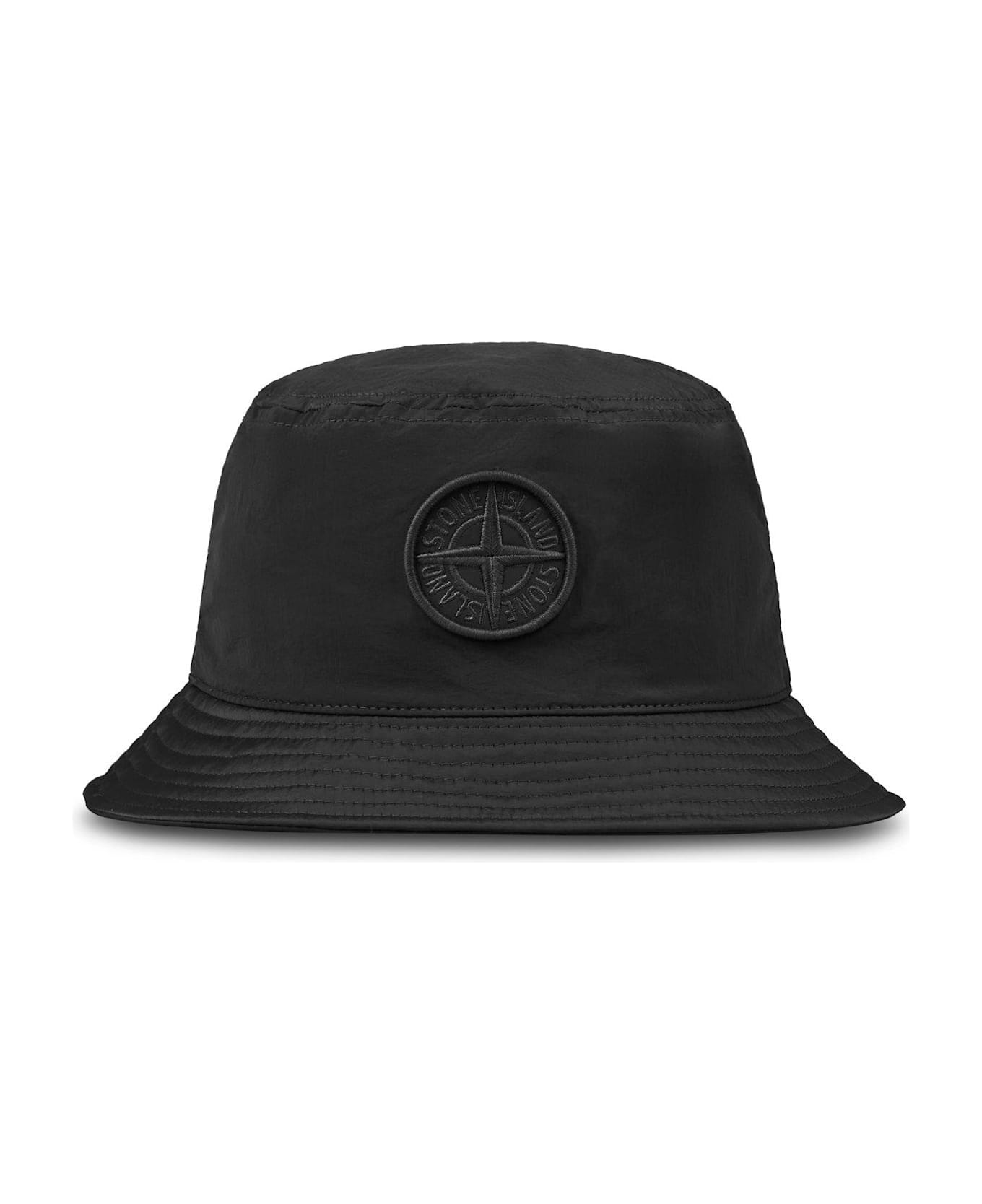 Stone Island Compass-embroidered Bucket Hat - Black