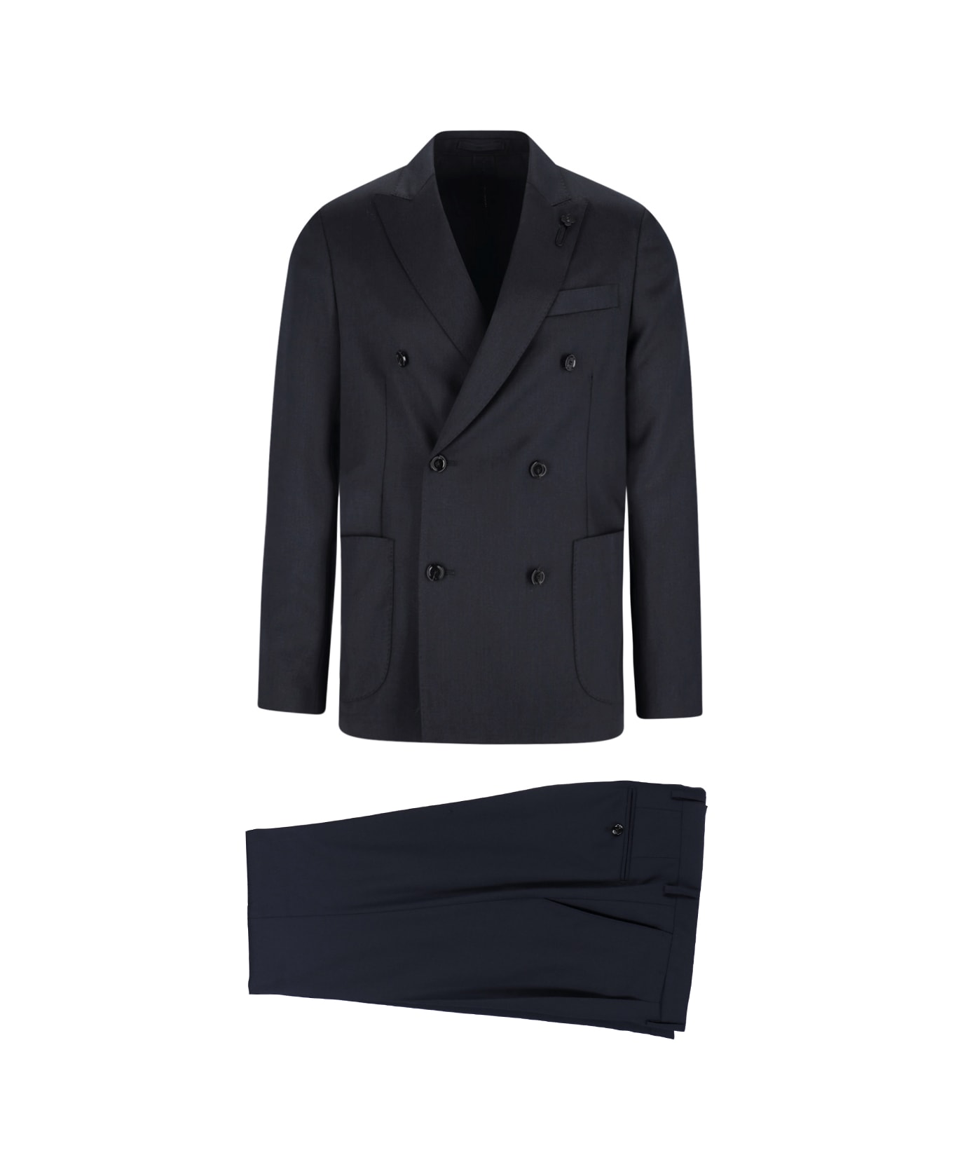 Lardini Double-breasted Virgin Wool Suit - Blue