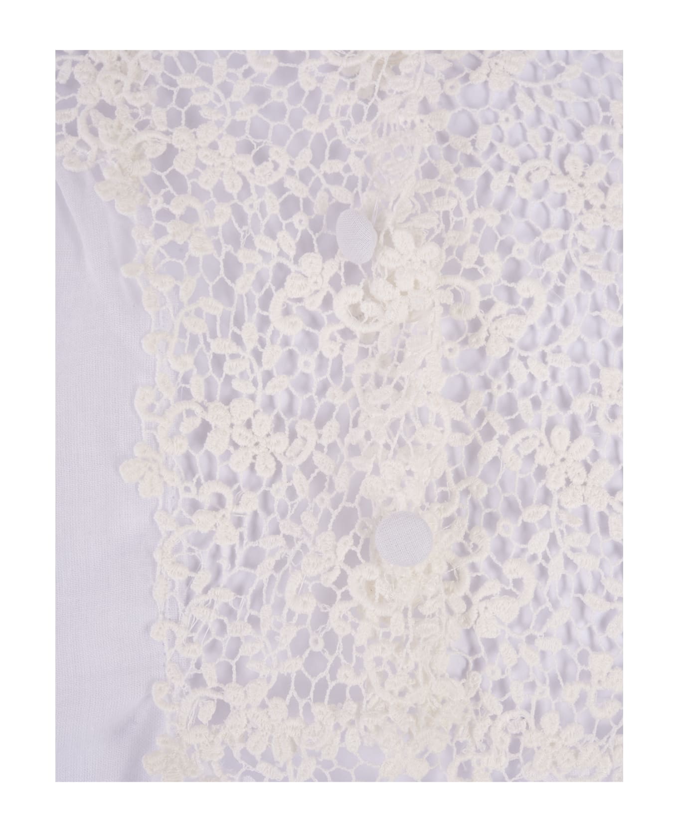 Ermanno Scervino White Blouse With Flower Lace And Cut-out - White