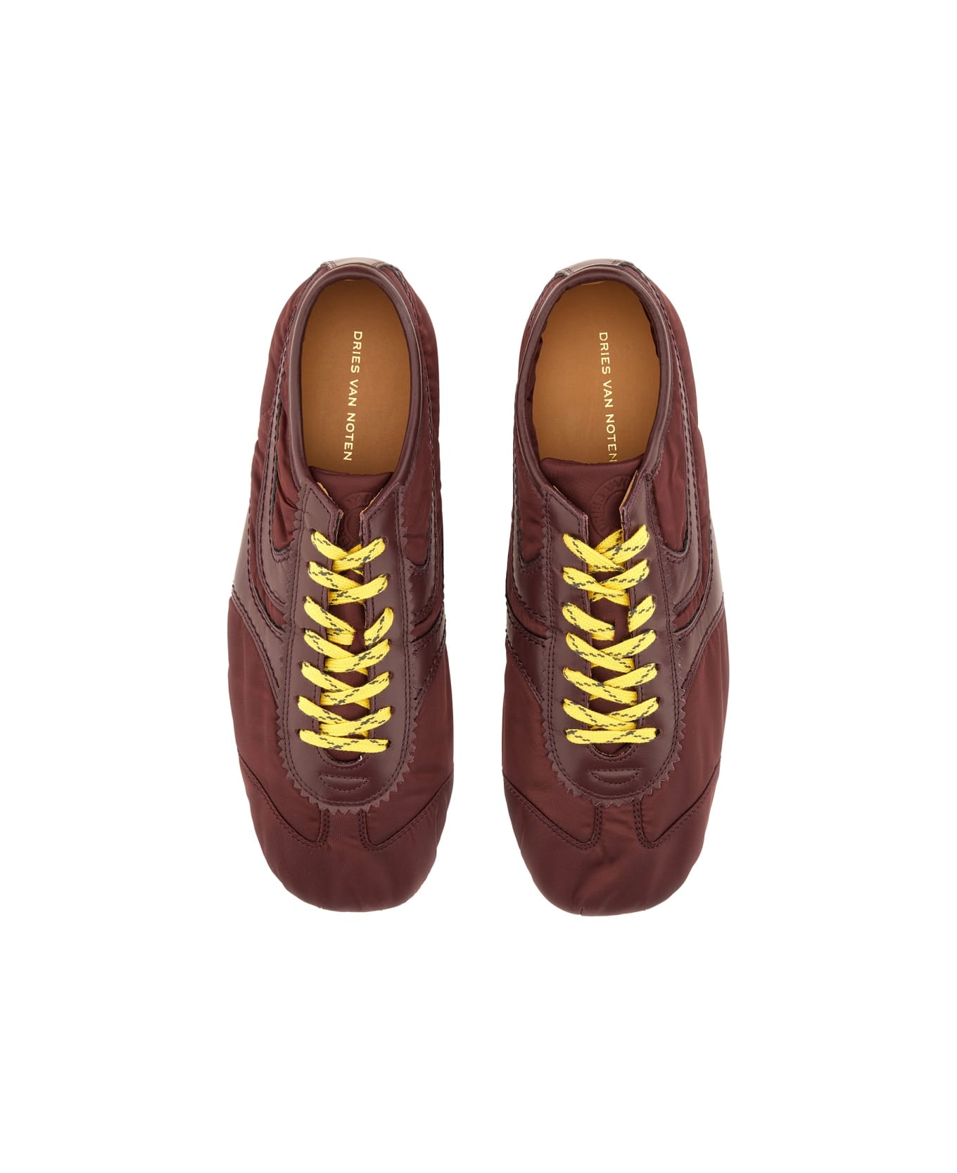Dries Van Noten Nylon And Nappa Leather Sneaker - BORDEAUX