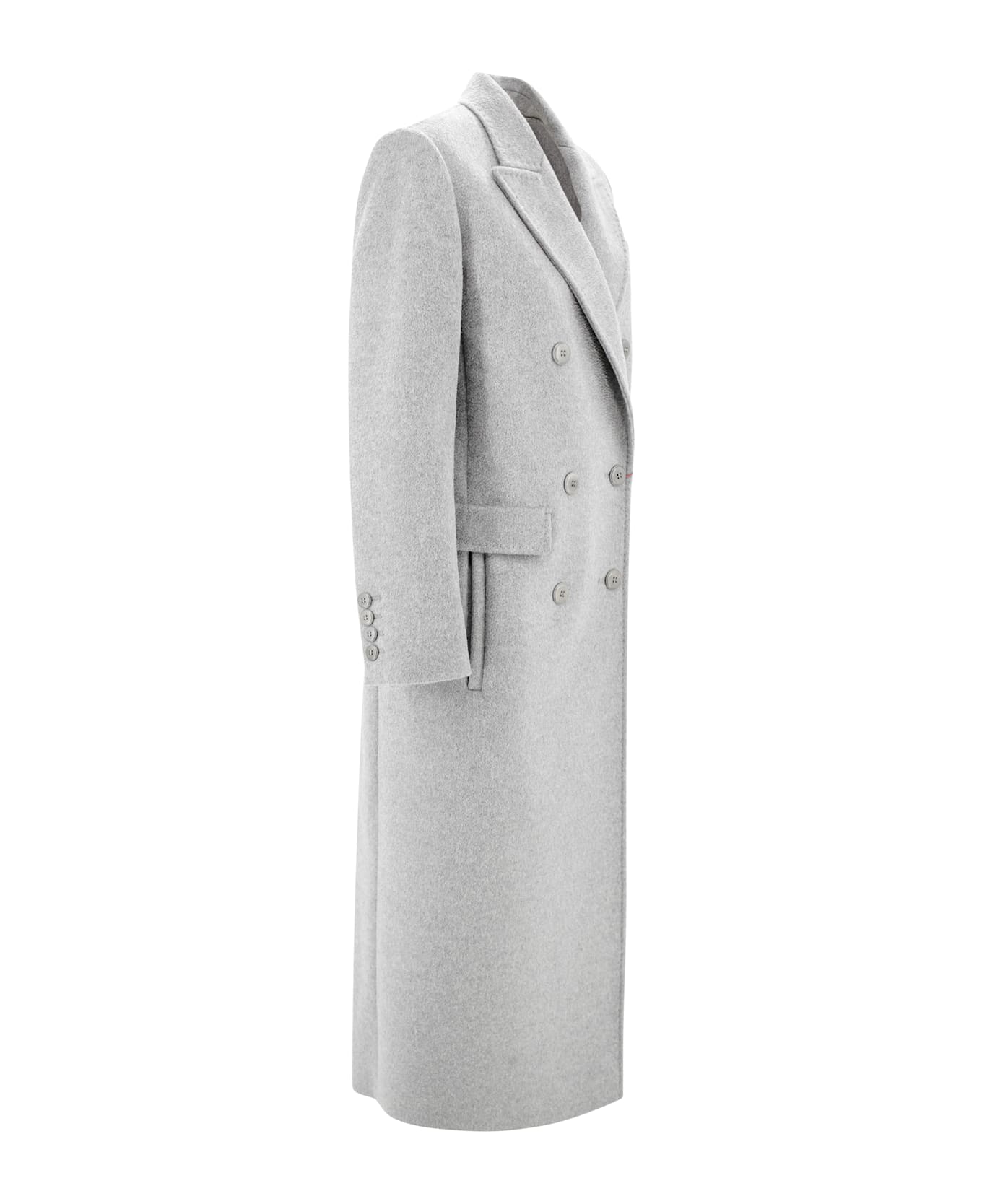 Max Mara Studio Long Double-breasted Wool Coat - Grey