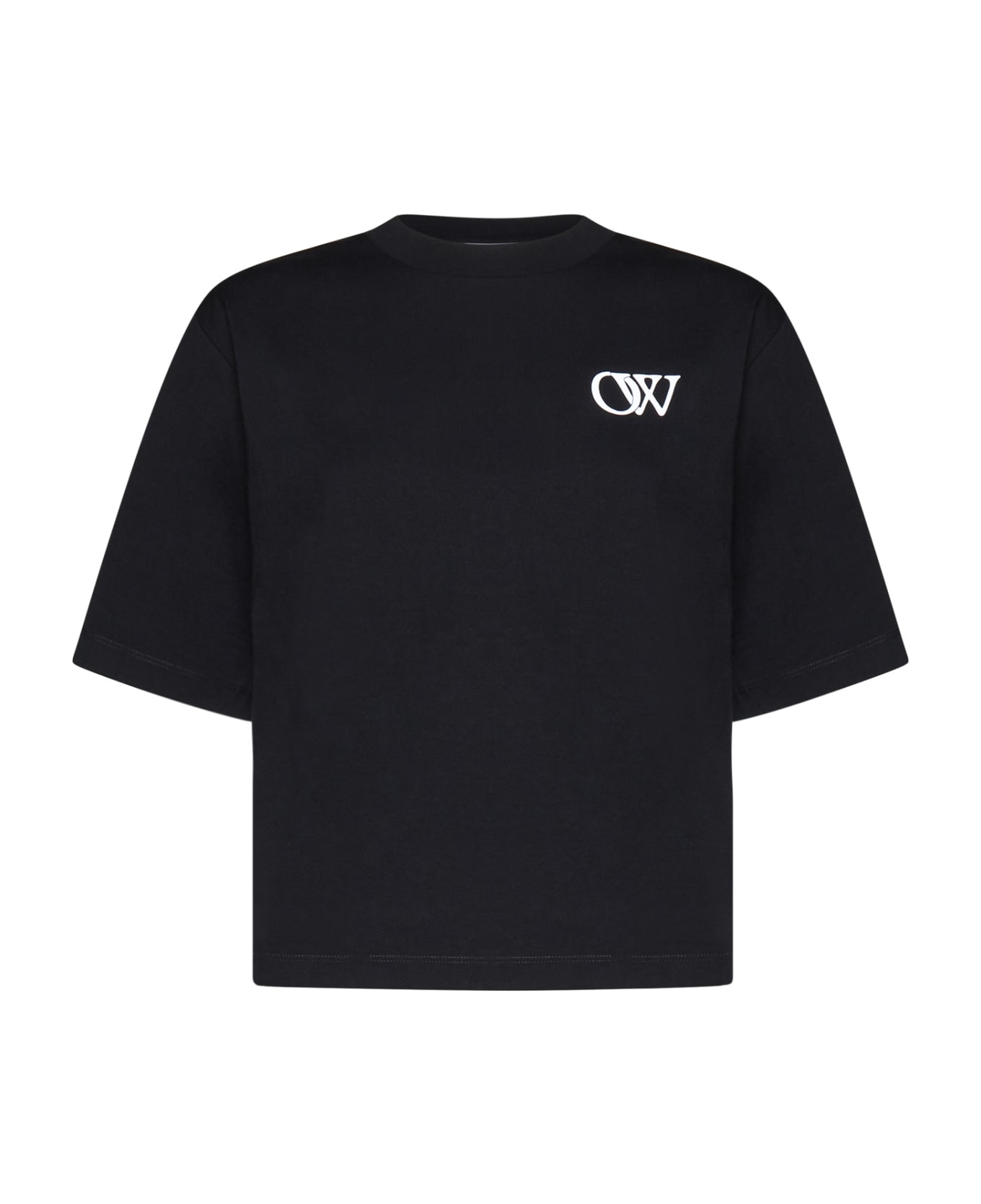 Off-White Logo Printed Crewneck T-shirt - Black white Tシャツ