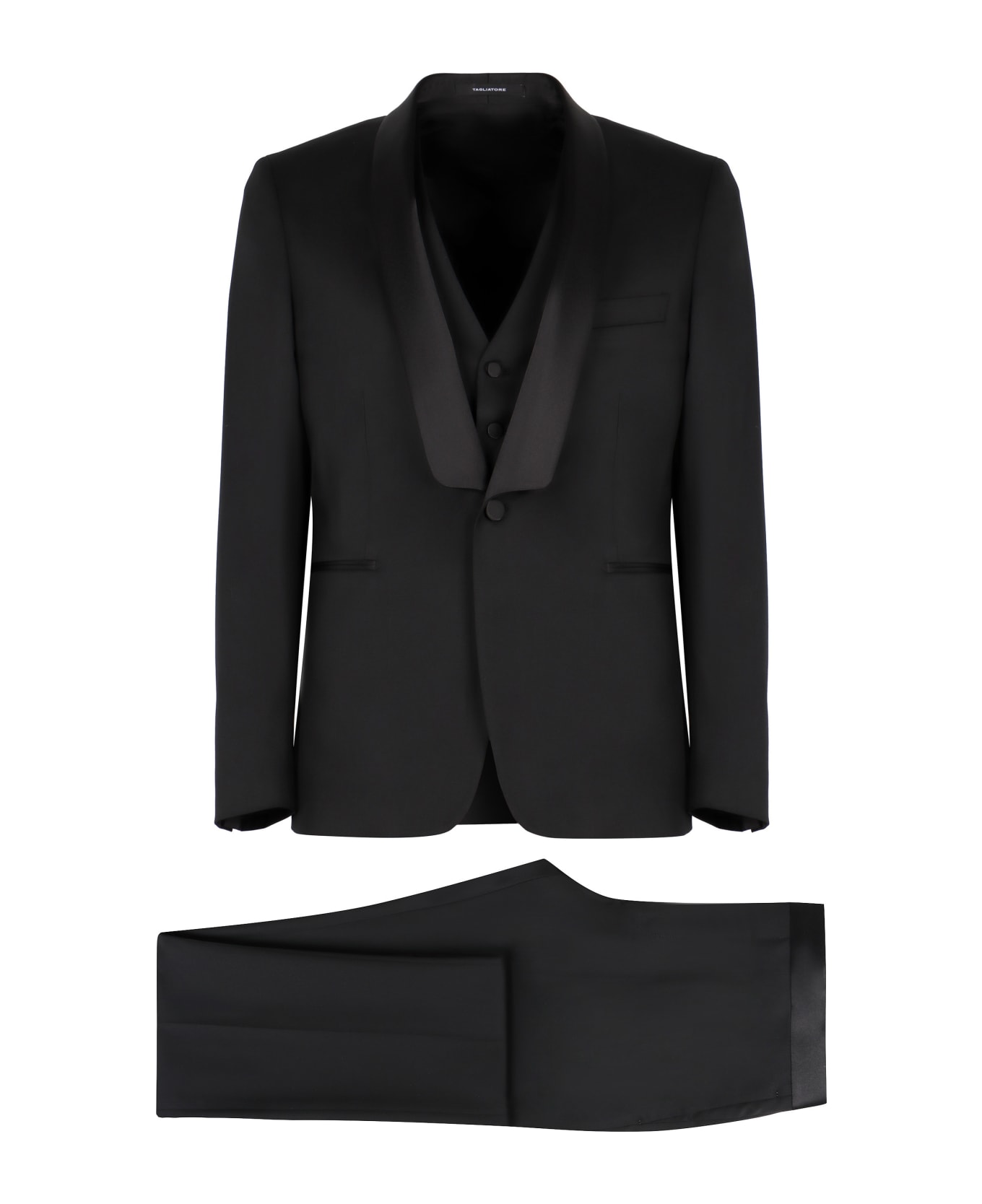 Tagliatore Three-piece Wool Suit - black