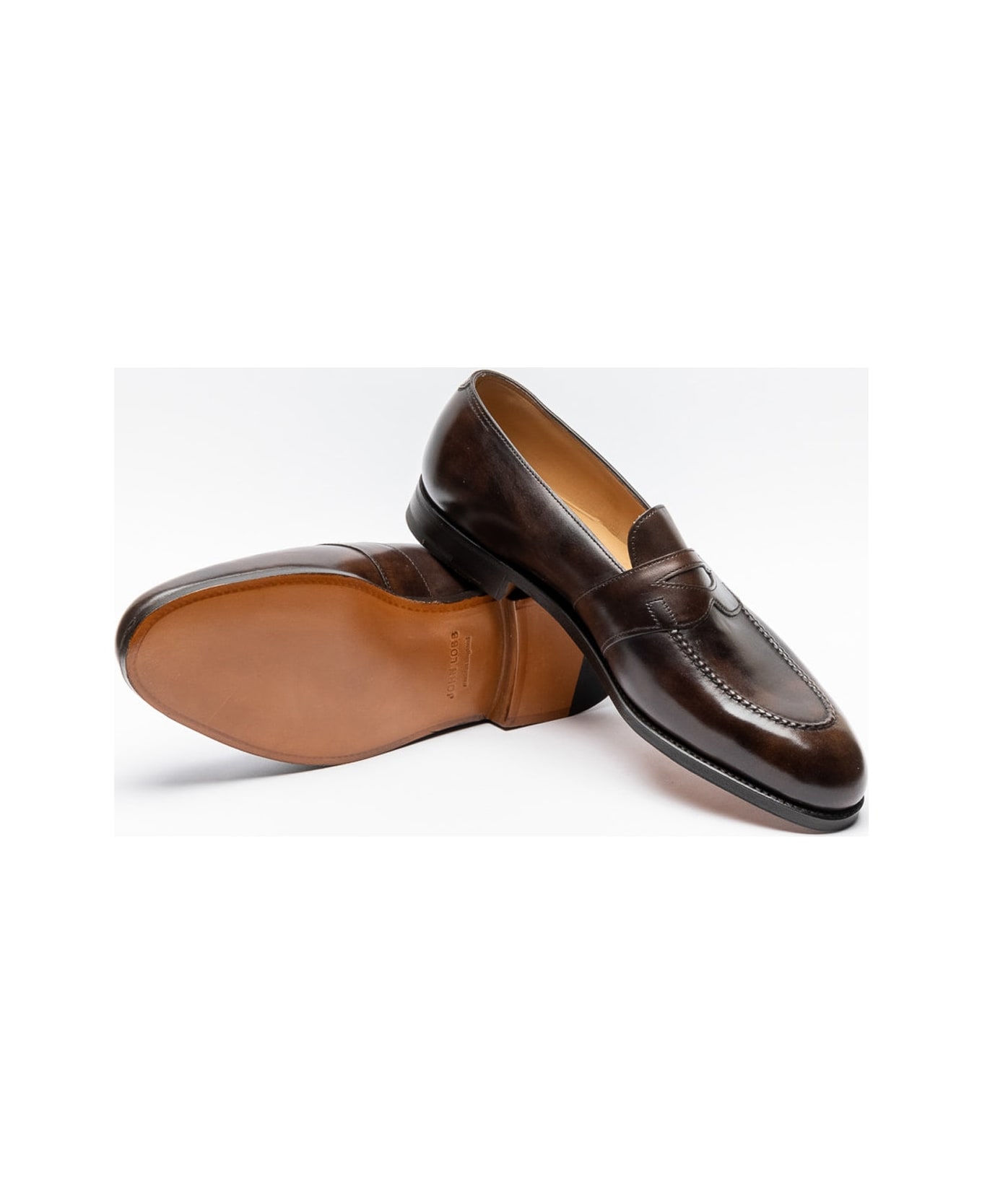 John Lobb Fencote Dark Brown Museum Calf Penny Loafer - Marrone