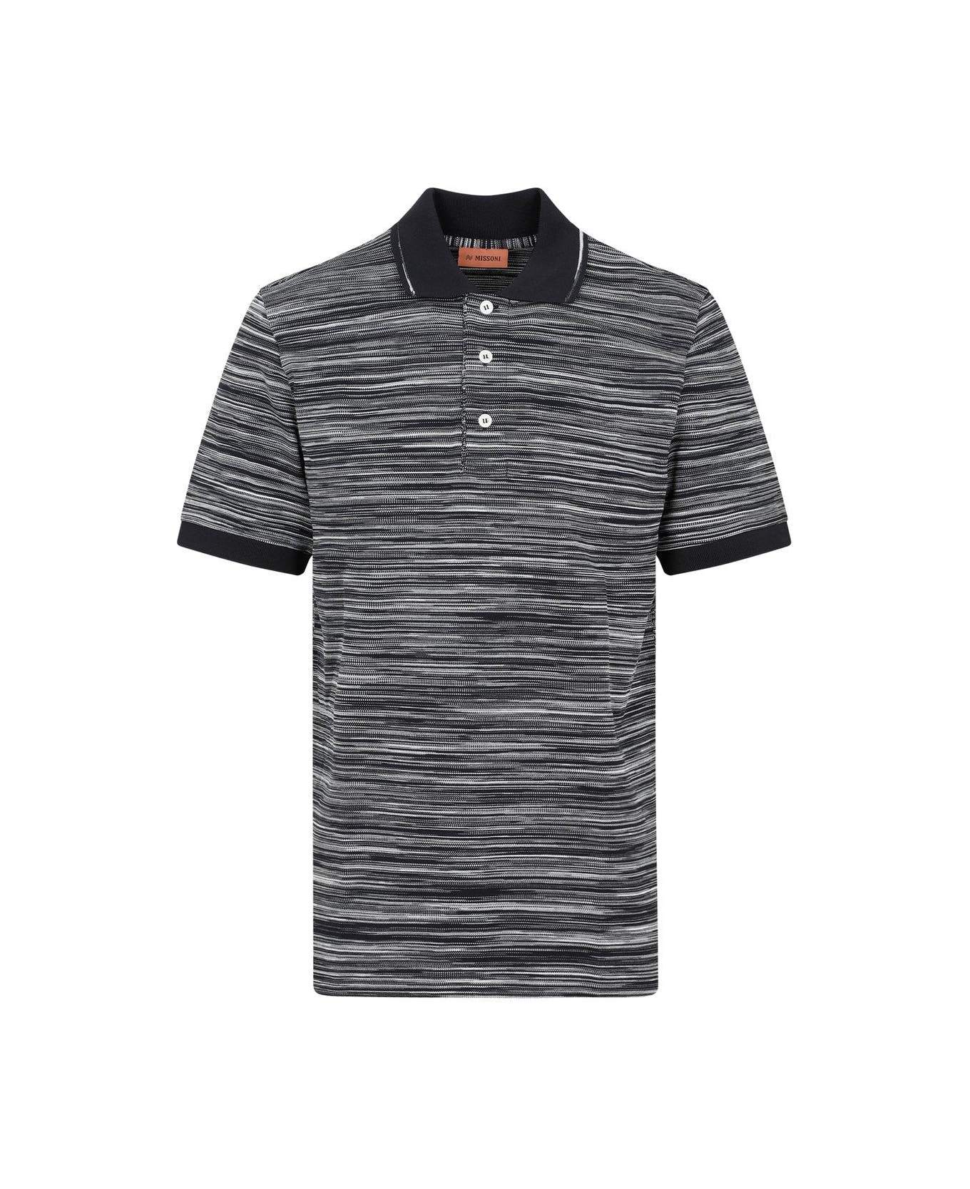 Missoni Classic Collar Shortsleeved Polo Shirt - BLACK/WHITE