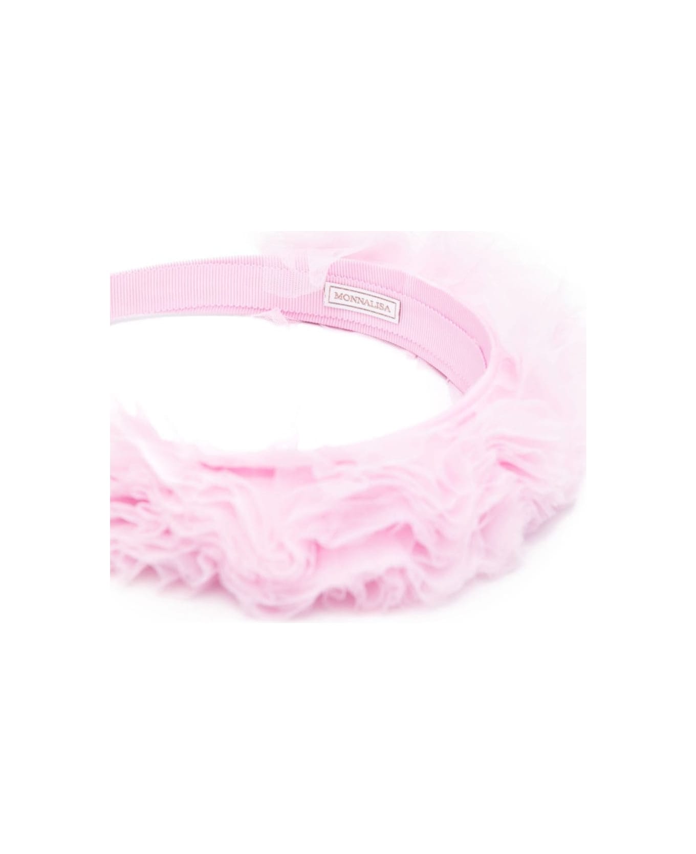 Monnalisa Pink Headband With Tulle Frill In Techno Fabric Girl - Pink アクセサリー＆ギフト