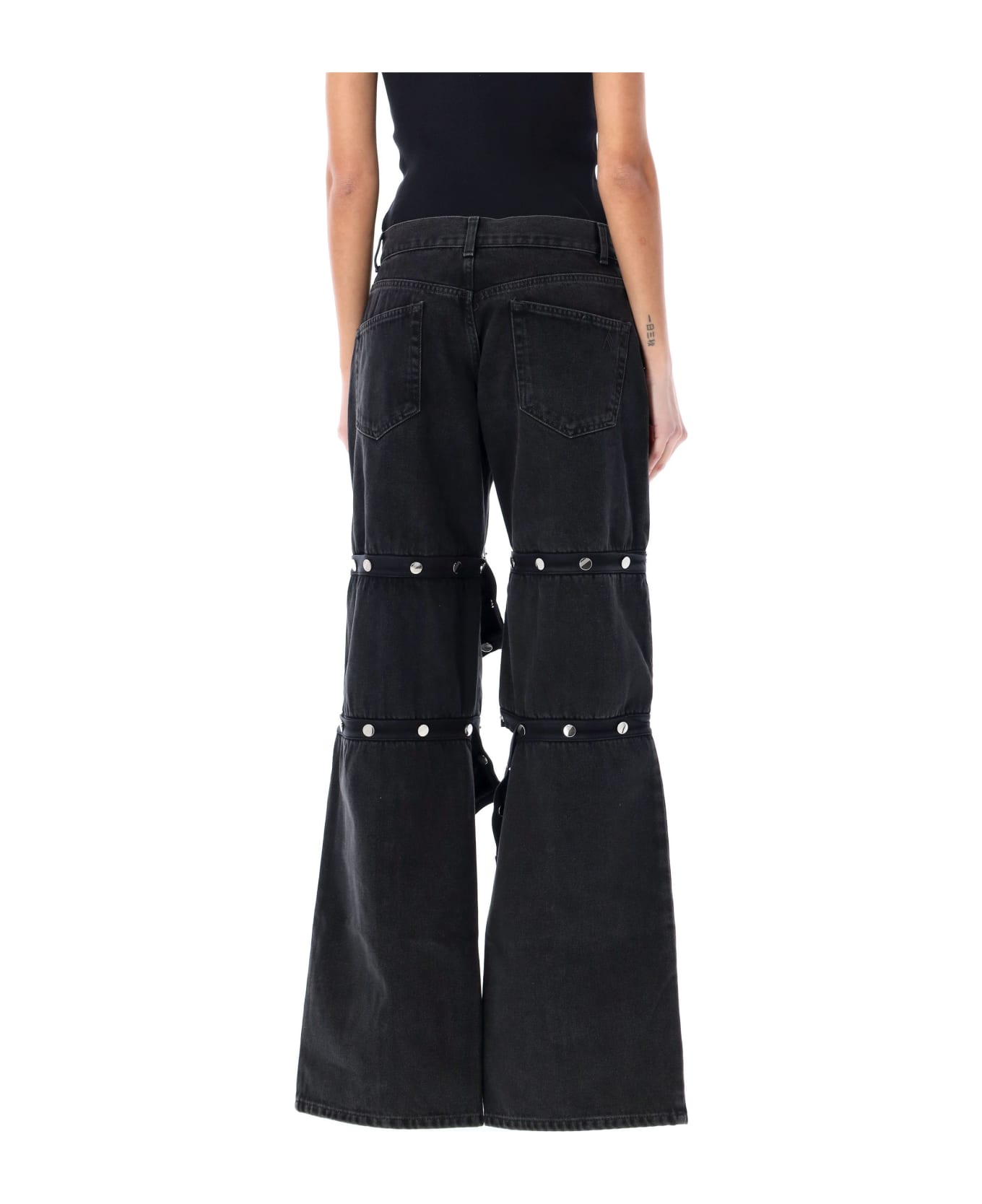 The Attico Jeans With Snaps - BLACK