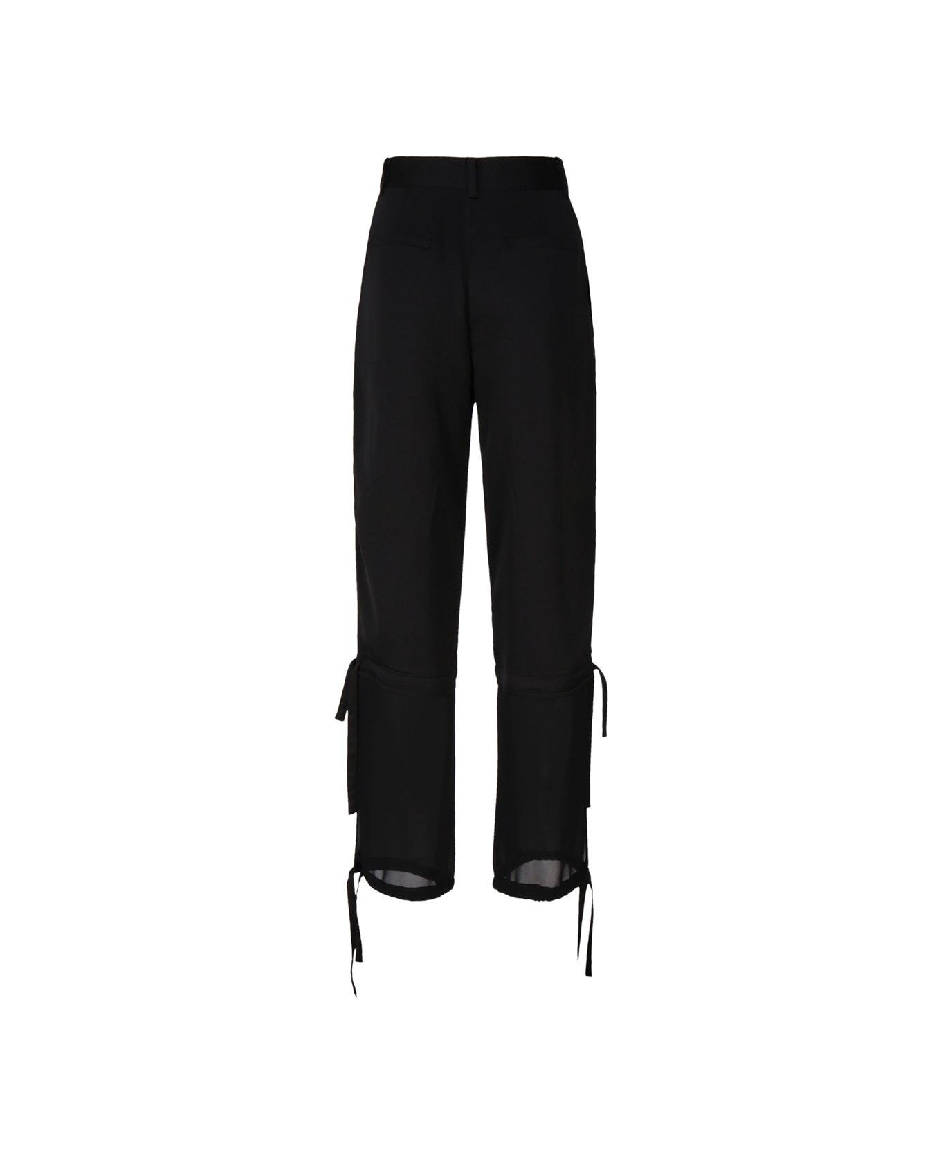 Pinko Georgette-crepe Mid-rise Cargo Trousers - Black