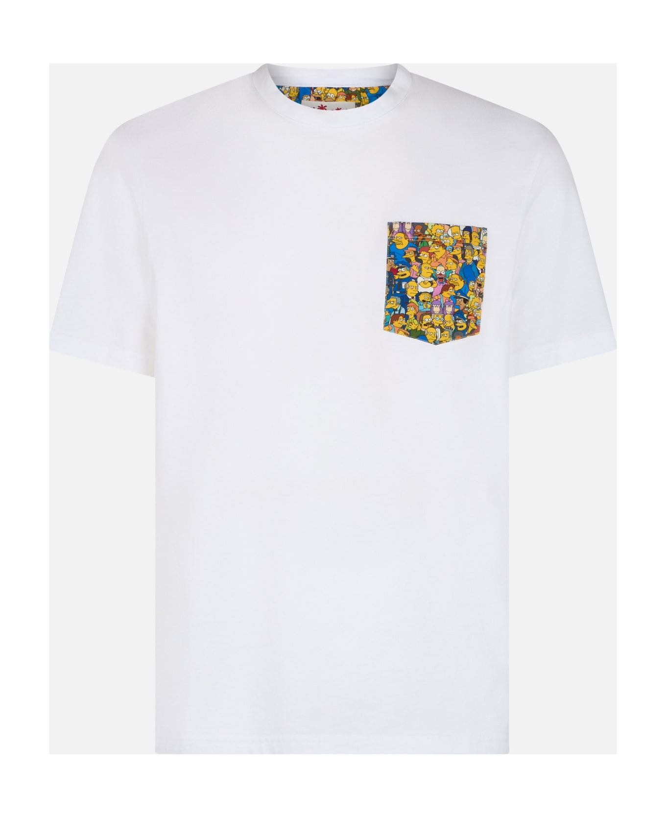 MC2 Saint Barth Man Cotton T-shirt Blanche With Simpsons Printed Pocket | The Simpsons Special Edition - WHITE