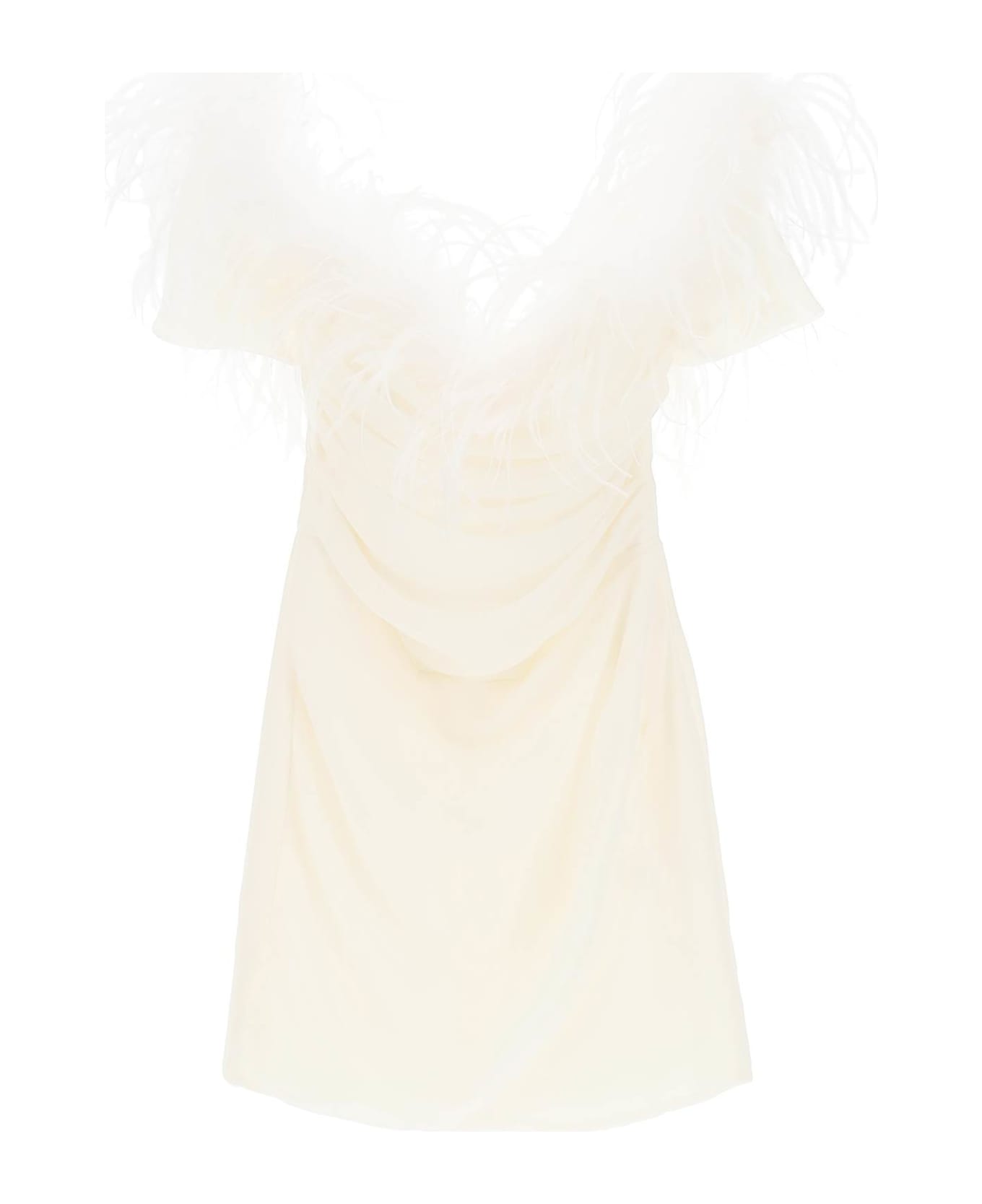 Giuseppe di Morabito Mini Dress In Poly Georgette With Feathers - MILK WHITE (White)