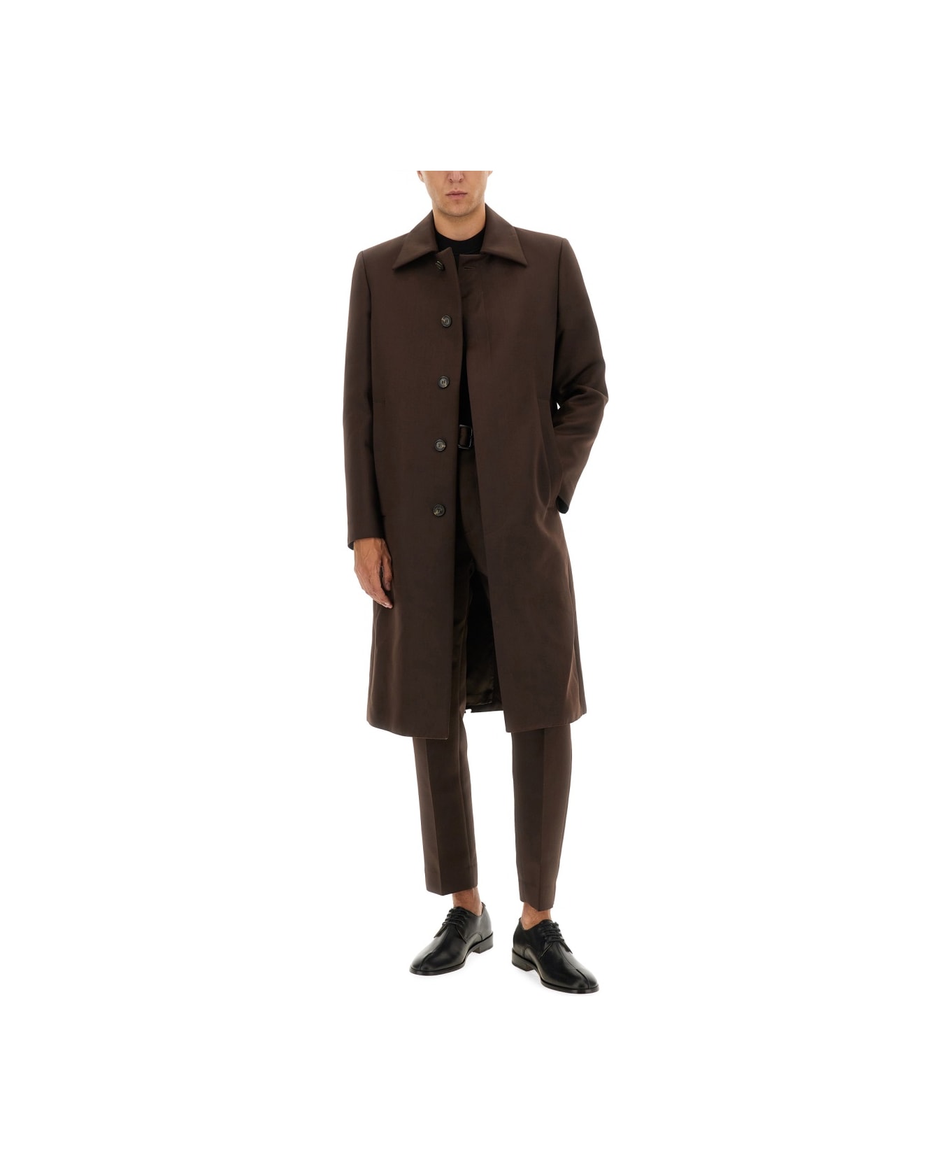 MM6 Maison Margiela Wool Blend Coat - BROWN