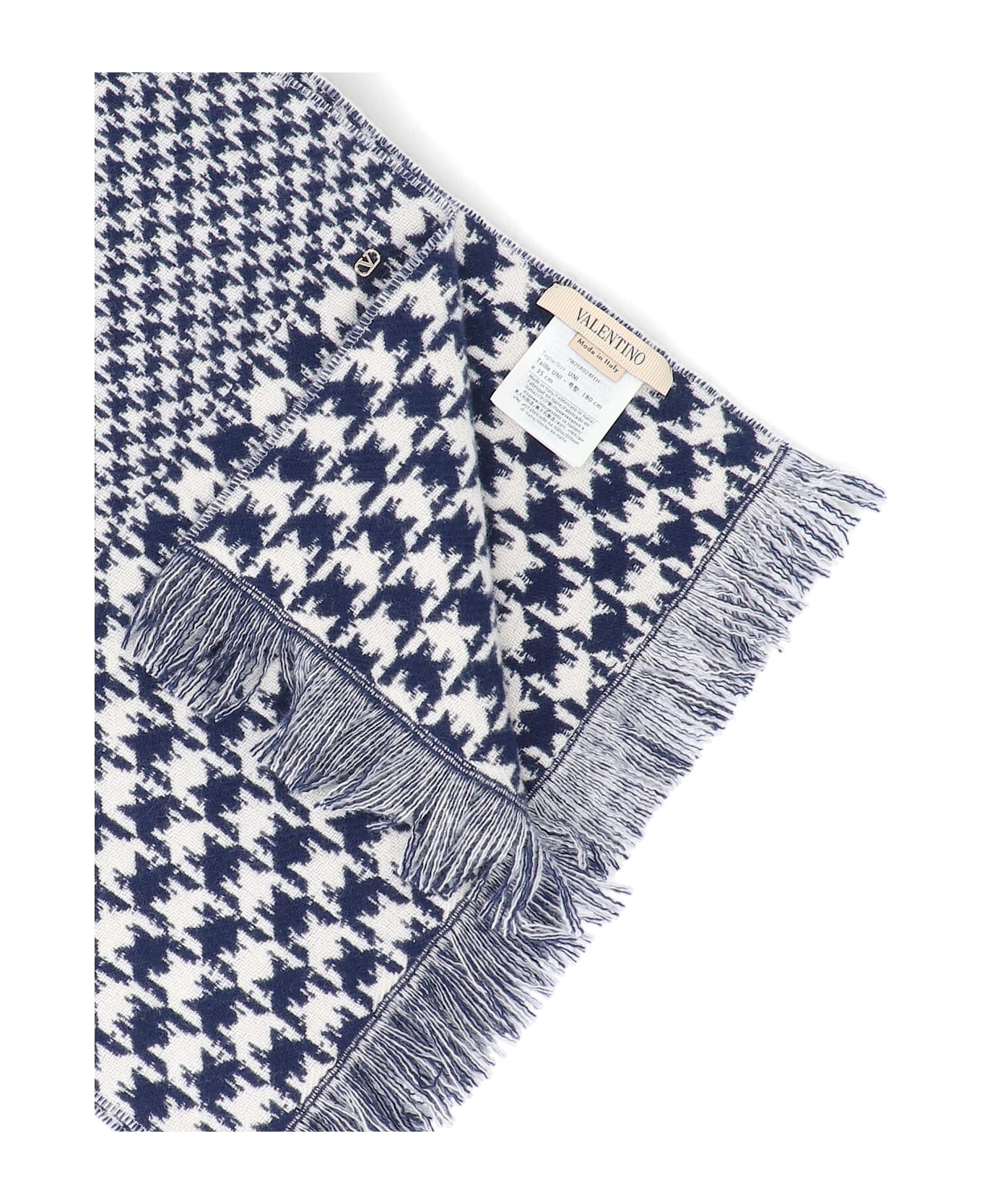 Valentino Garavani Houndstooth Scarf - Blue スカーフ＆ストール