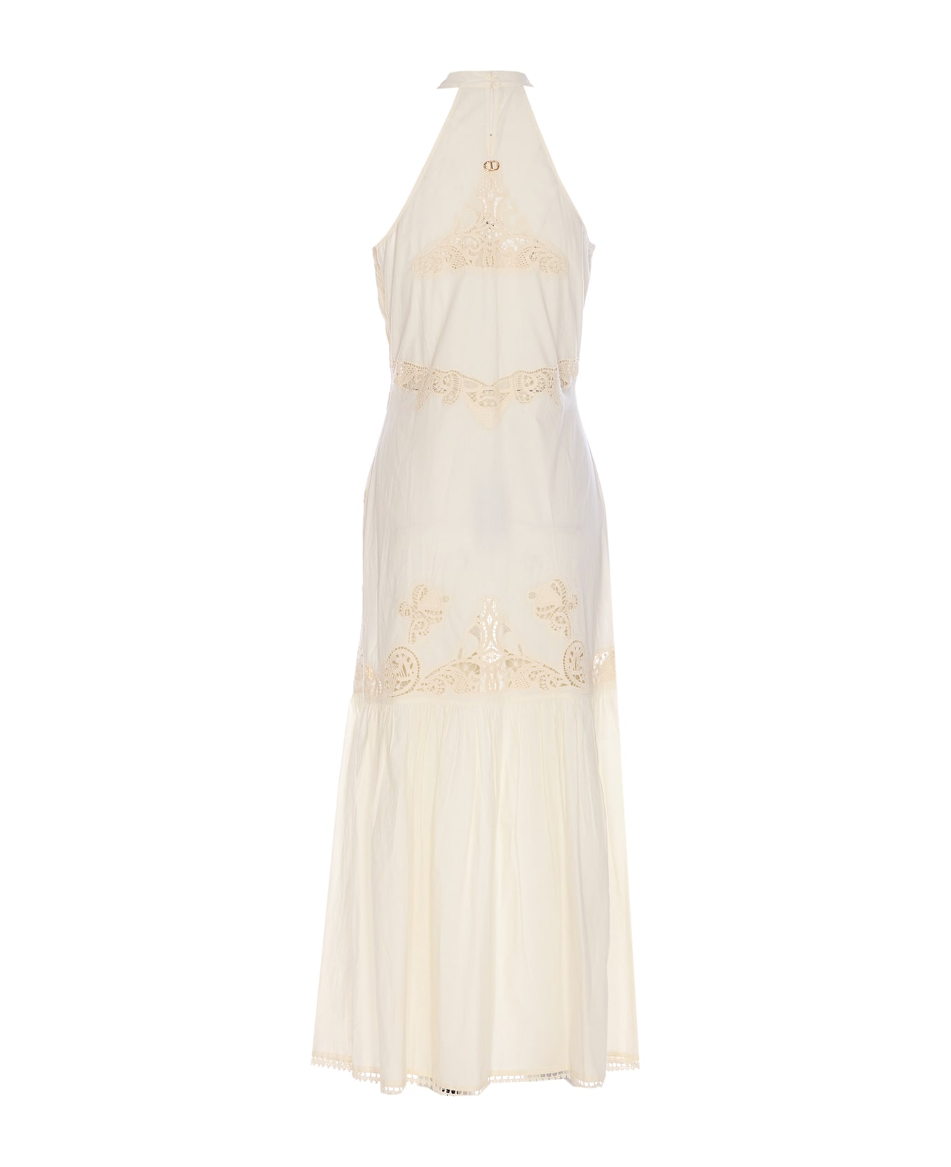 TwinSet Long Dress With Embroidery - Ivory