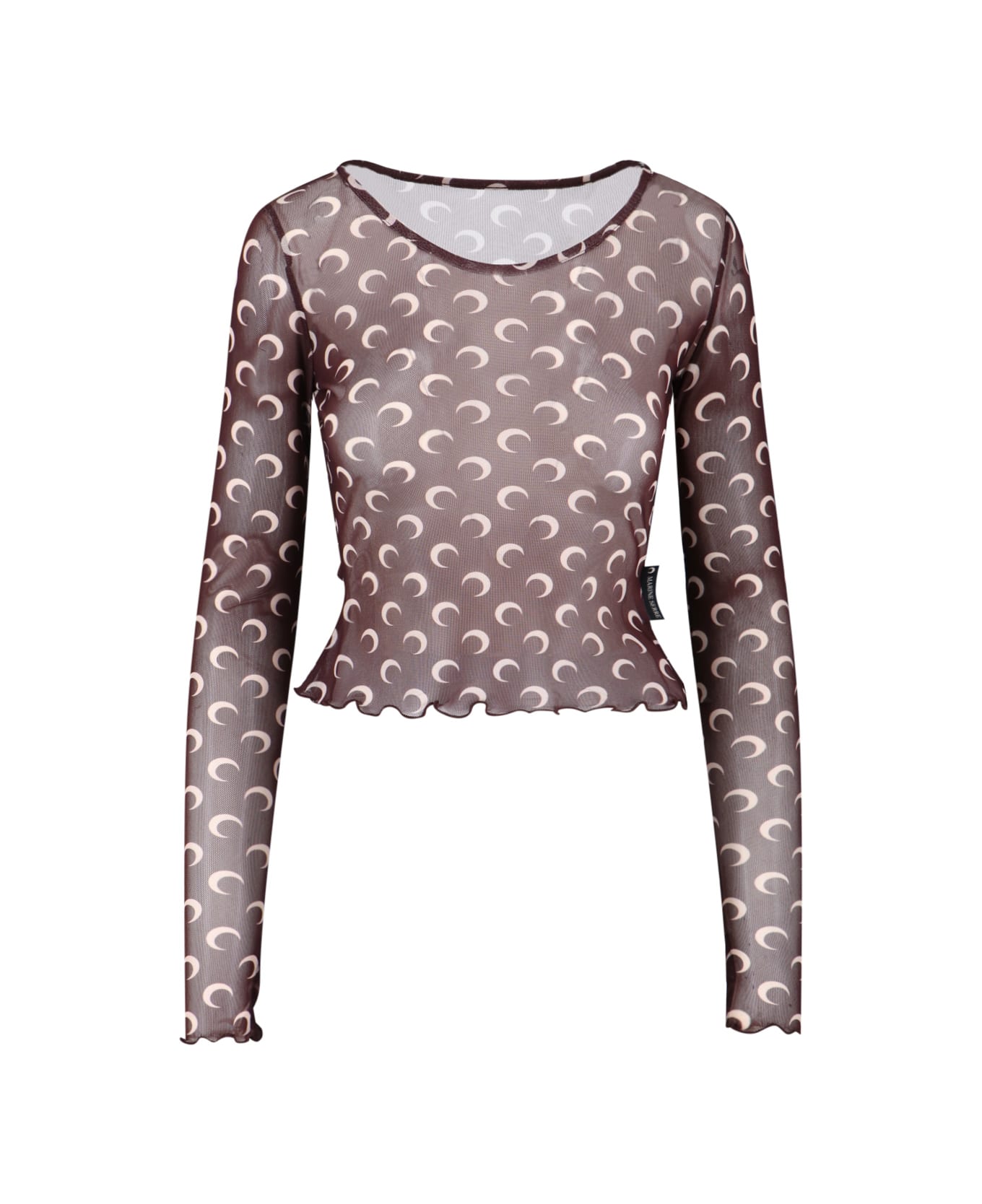 Marine Serre "moonogoram" Logo Crop Top - Brown
