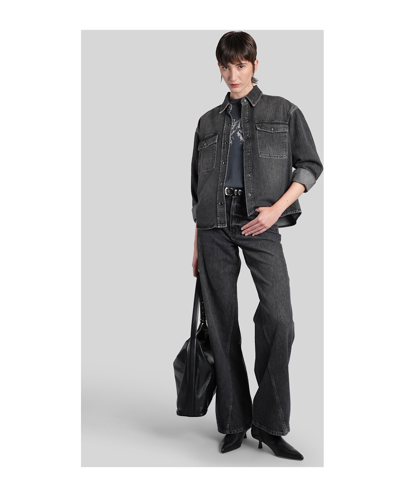 Anine Bing Paxton Shirt In Black Cotton - black