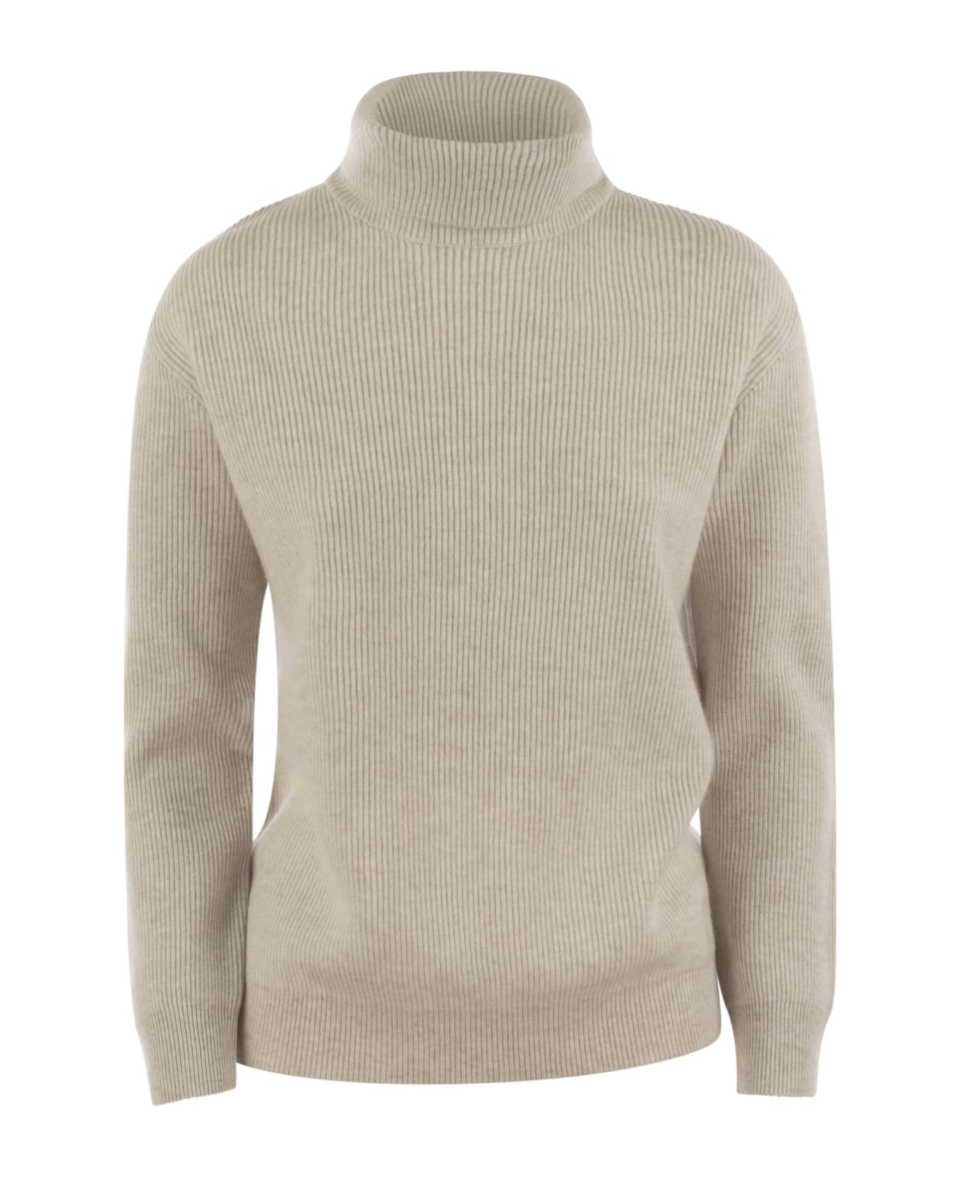 Brunello Cucinelli Cashmere Turtleneck Sweater - Pearl