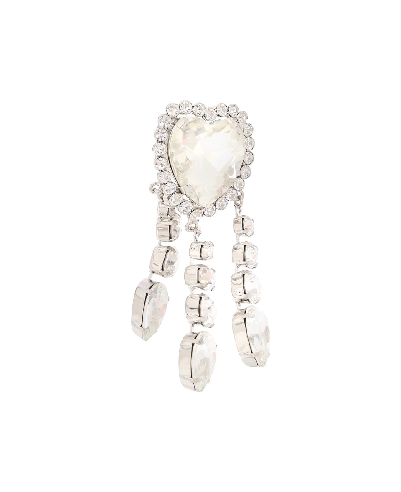 Alessandra Rich Heart Earrings With Pendants - CRYSTAL SILVER (Silver) イヤリング