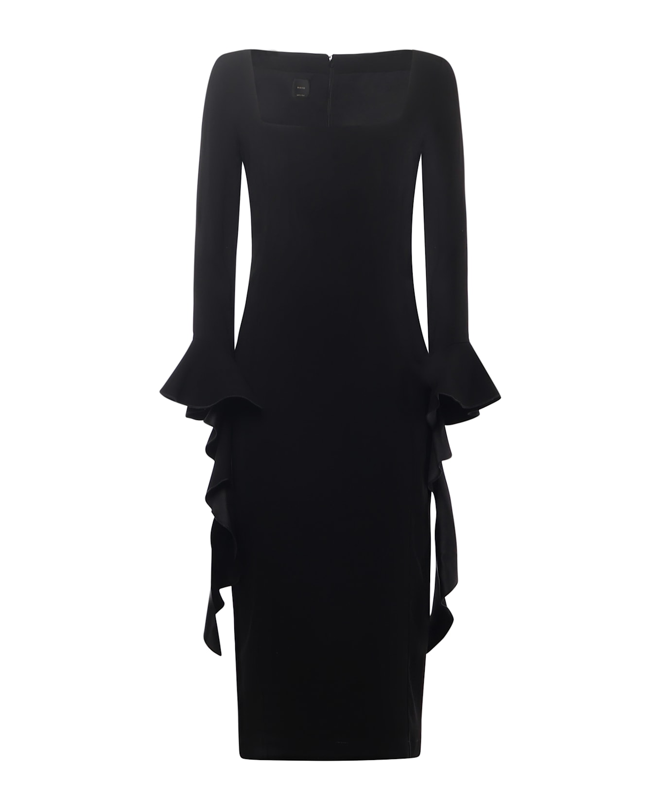 Pinko Stretch Viscose Dress With Ruffles - Black