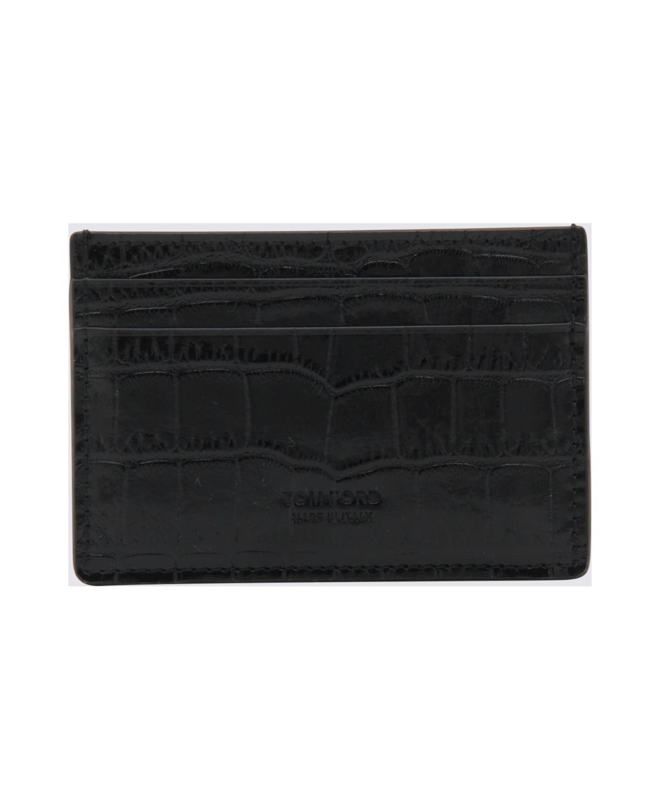 Tom Ford Black Leather Card Holder - Black 財布