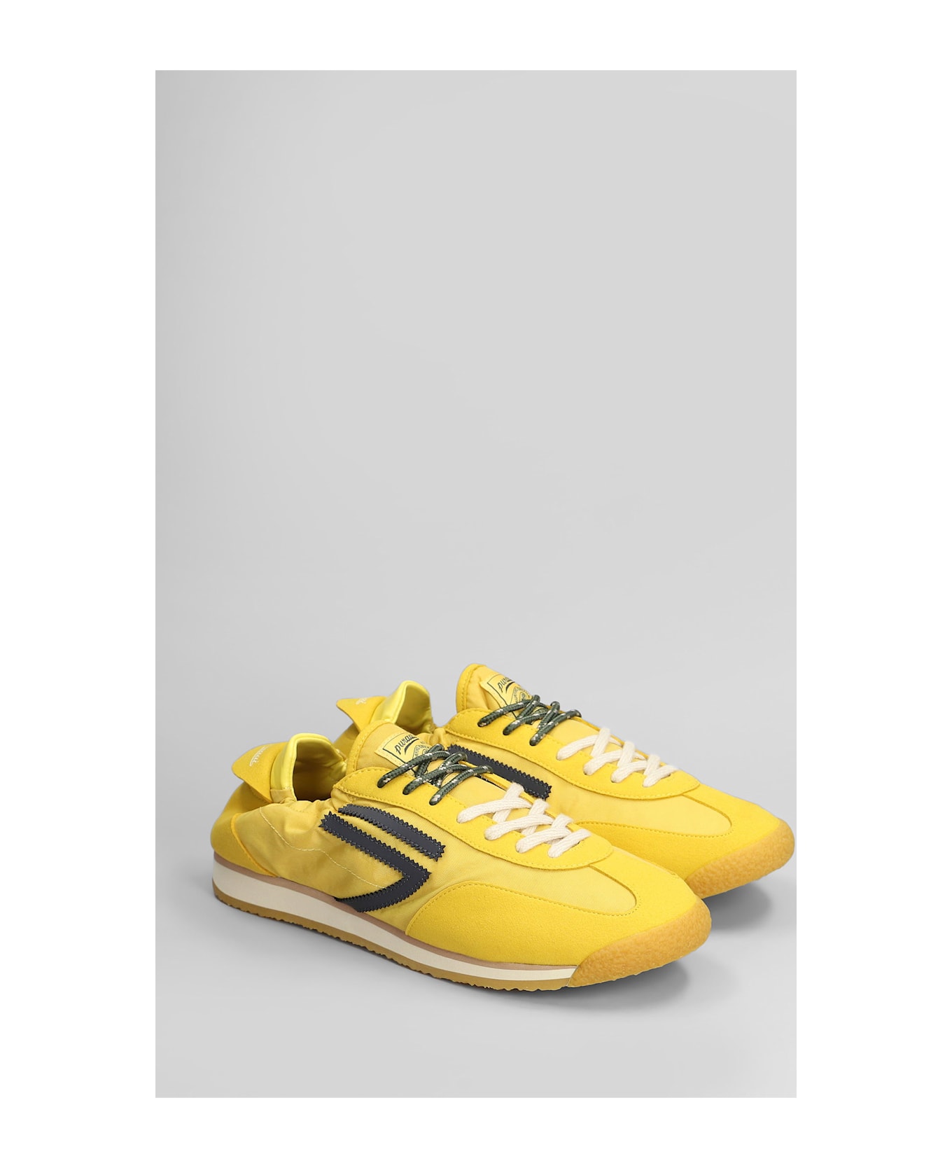 Puraai Banana Sneakers In Yellow Suede And Fabric - yellow