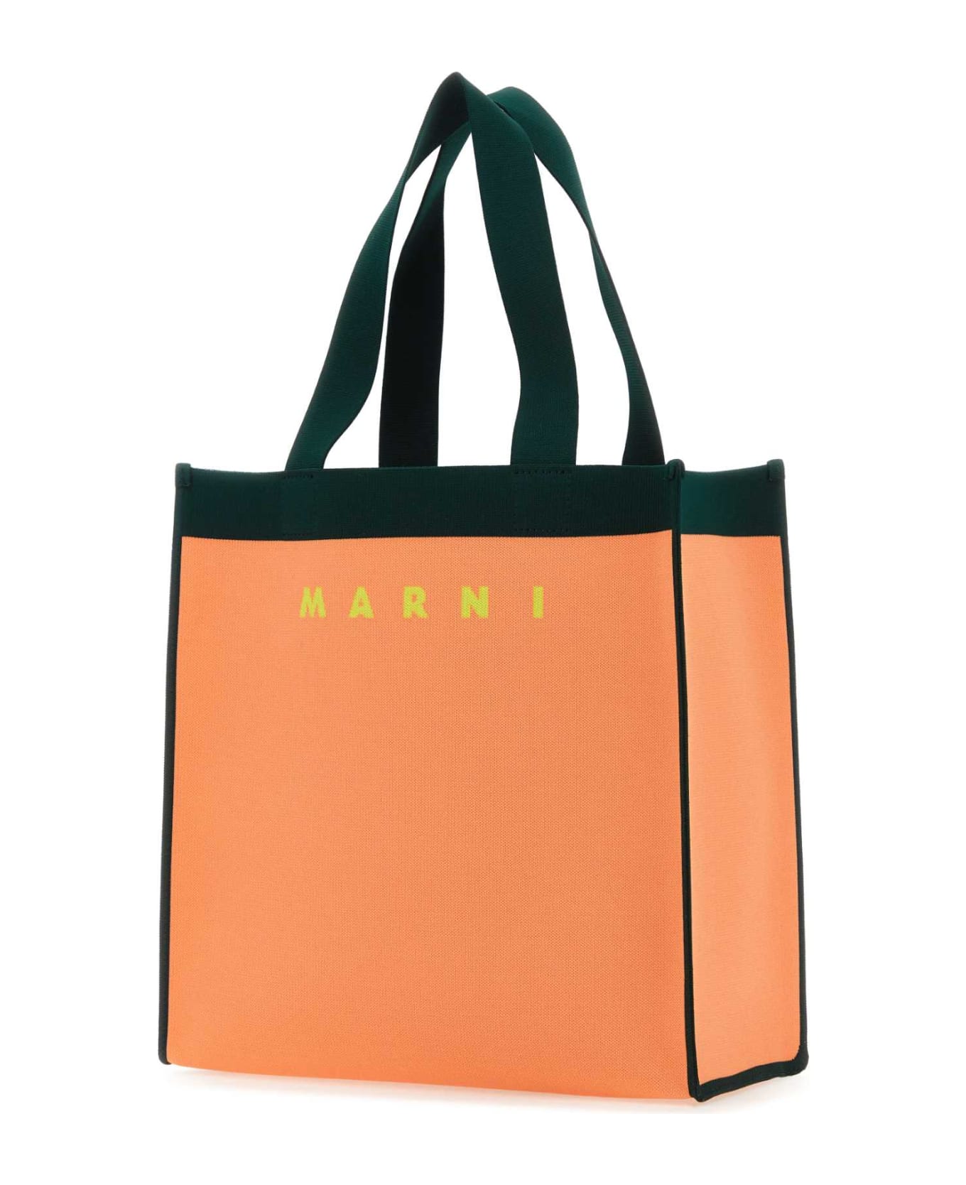 Marni Two-tone Jacquard Shopping Bag - SALMONFORESTLIGHTYELLOW