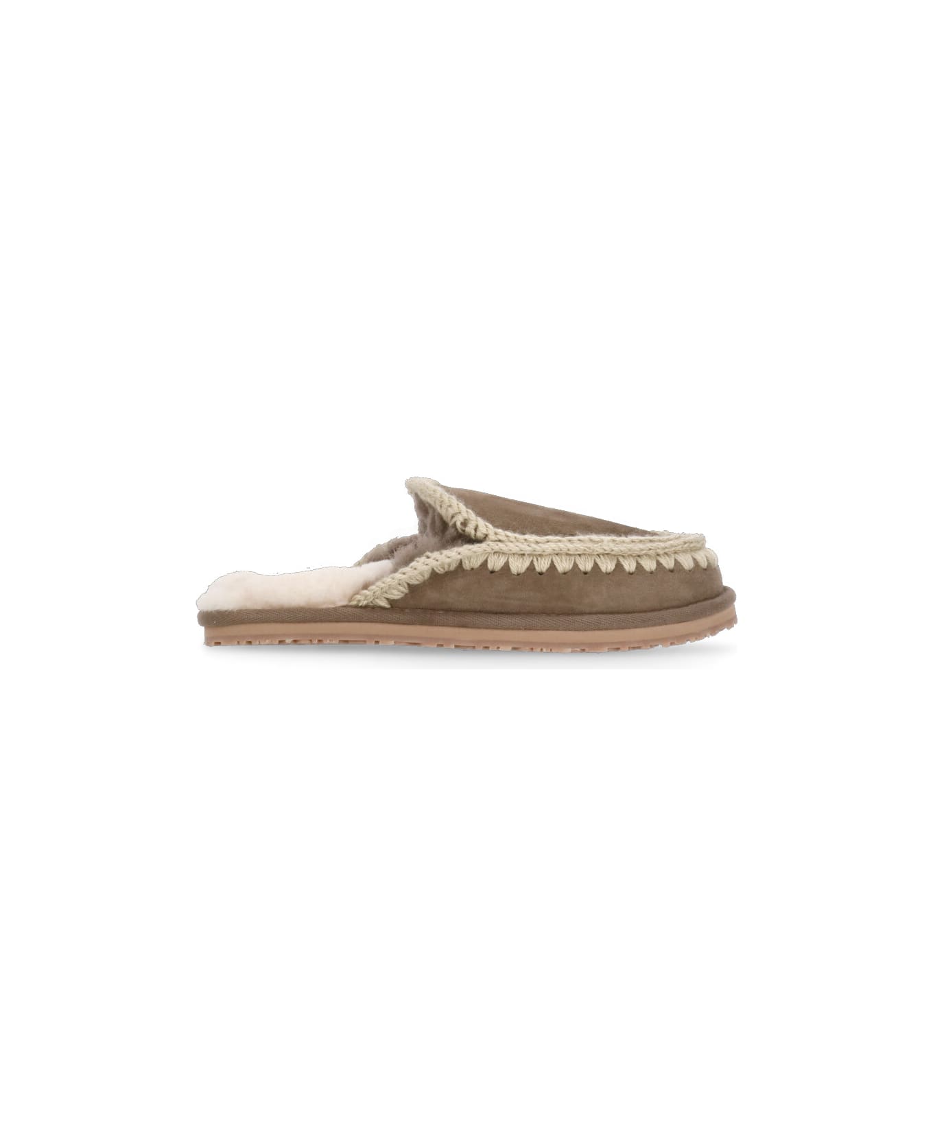 Mou Eskimo Stitch Slippers - Brown