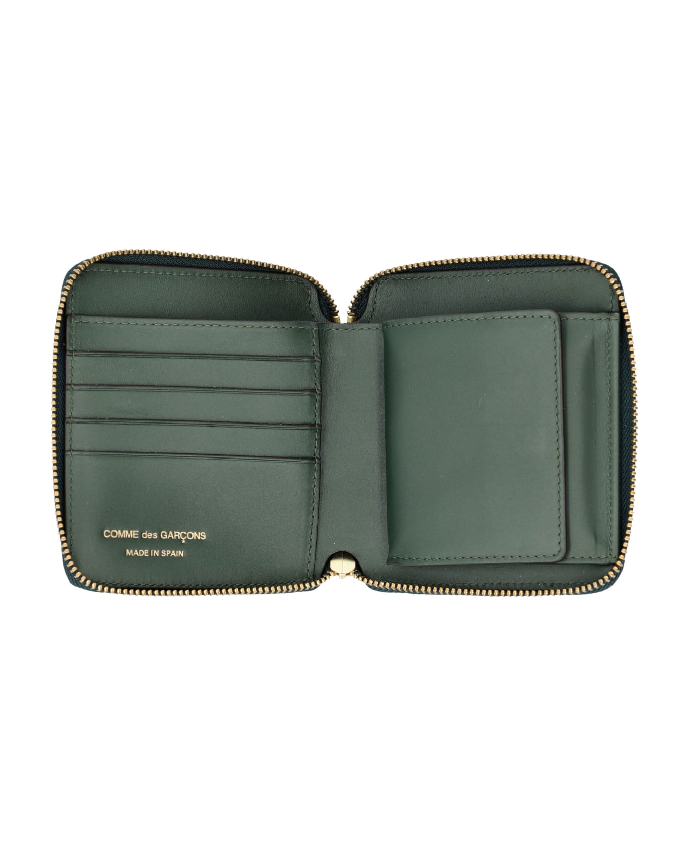 Comme des Garçons Wallet Vertical Zip Around Wallet - BOTTLE GREEN